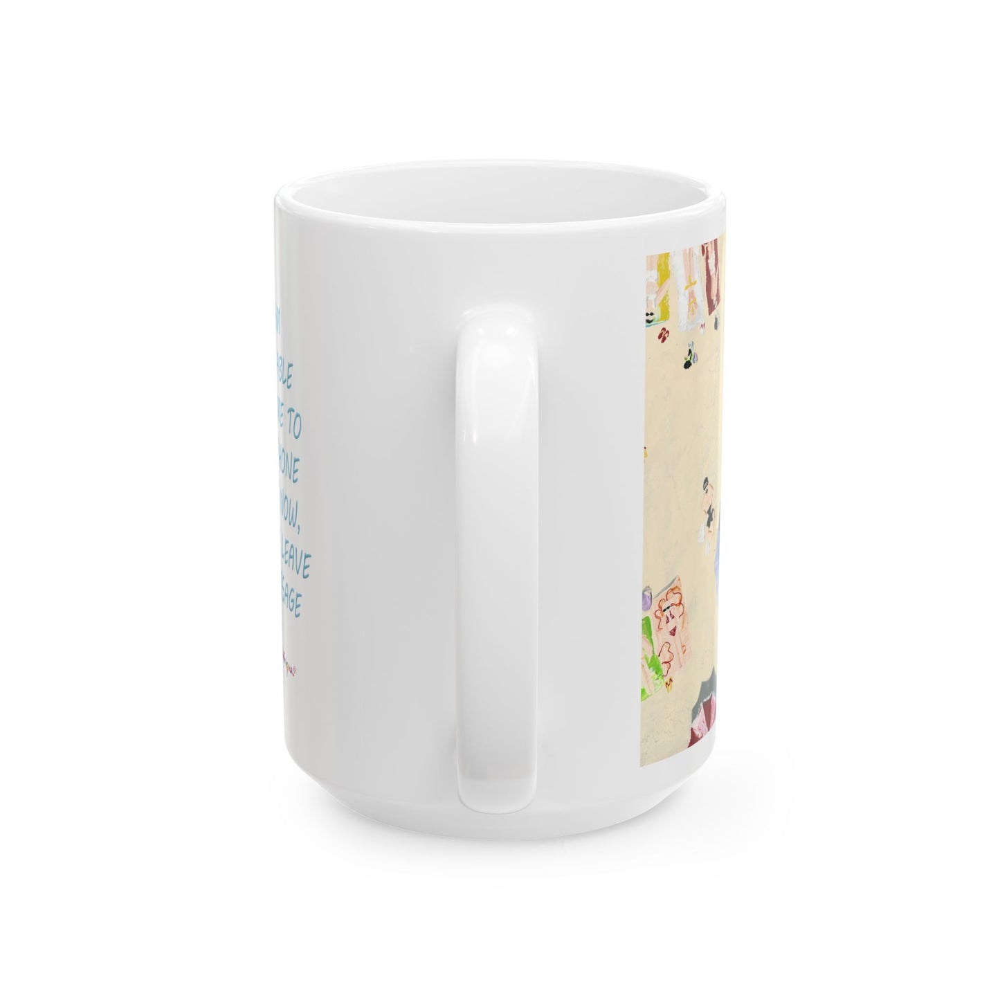 Ariel beach scene of sunbathers, Ceramic Mug by Artist Marie Frederique