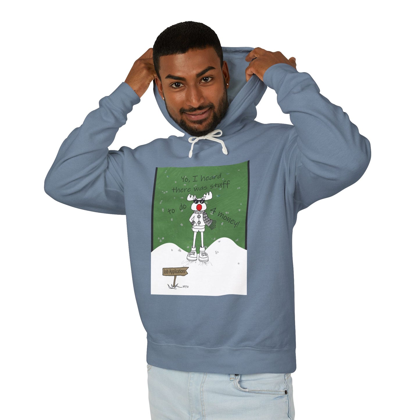 Christmas Hooded Sweatshirt - Reindeer Job Applications - Funny Christmas Design