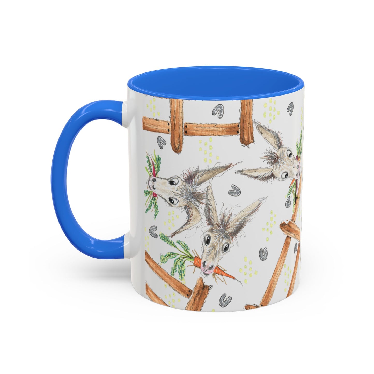 Rainbow Carrots and Donkeys - Colorful Mug by Artist Marie Frederique