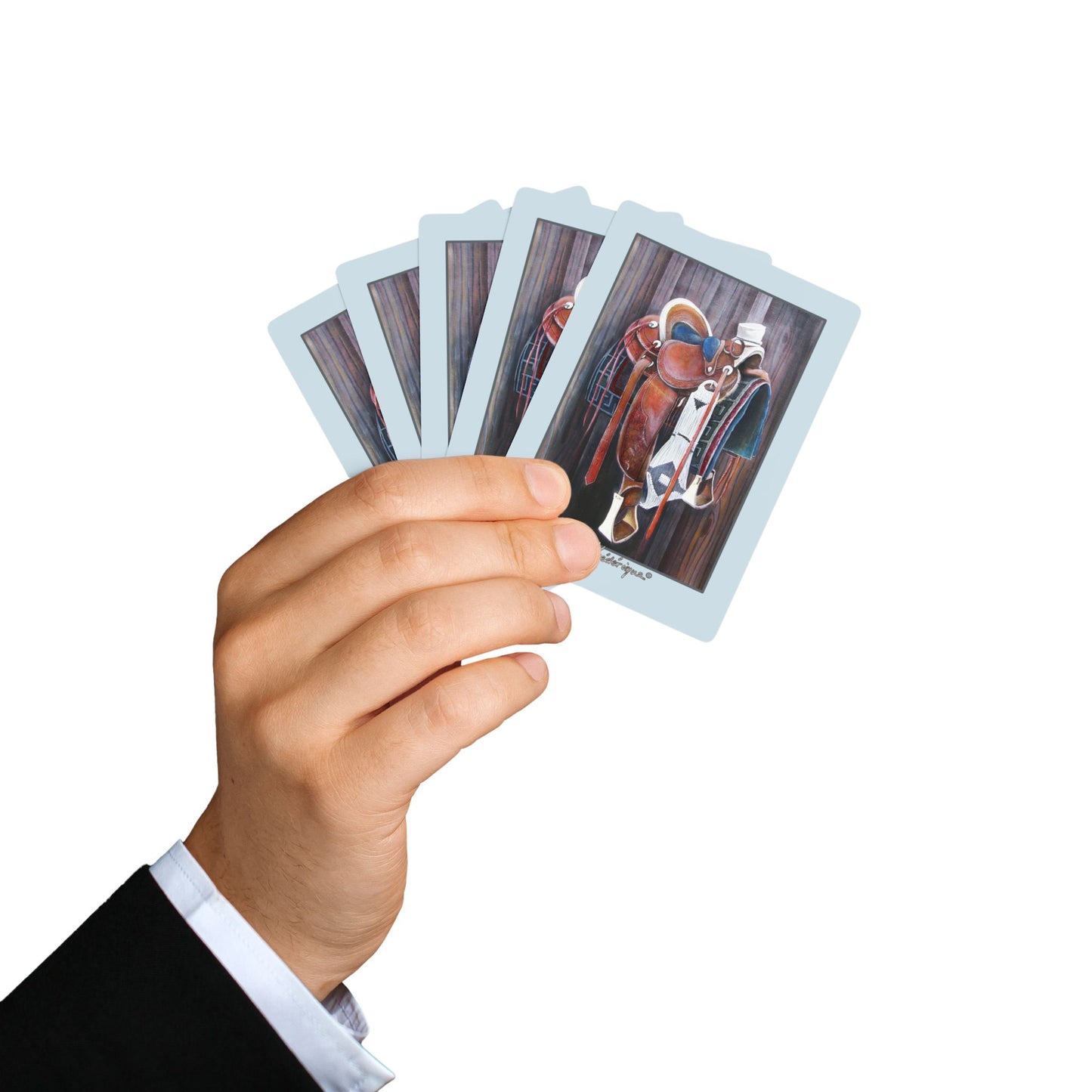 Western saddle playing card deck Elegant Ace of Spades Design by artist Marie Frederique
