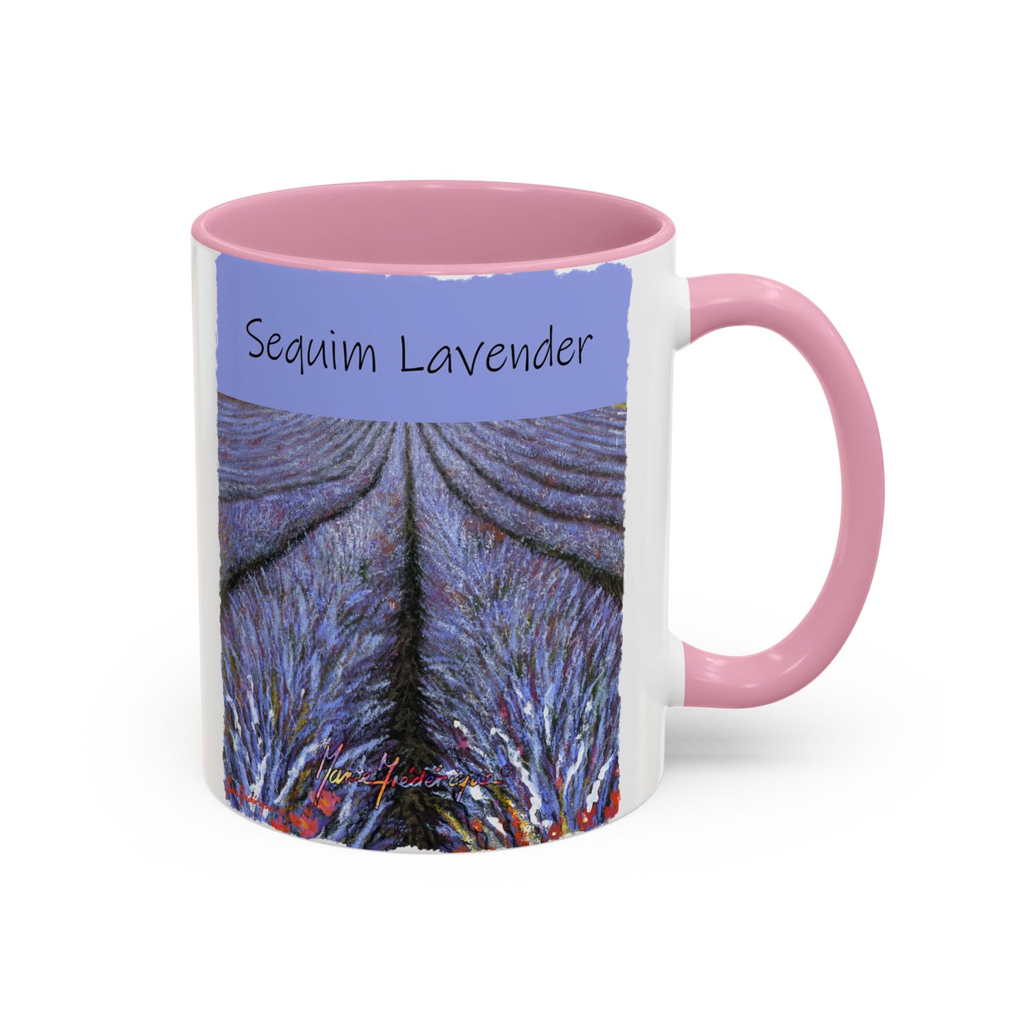 Lavender field Mug, Meet Me in the Fields Coffee Cup, by artist Marie Frederique