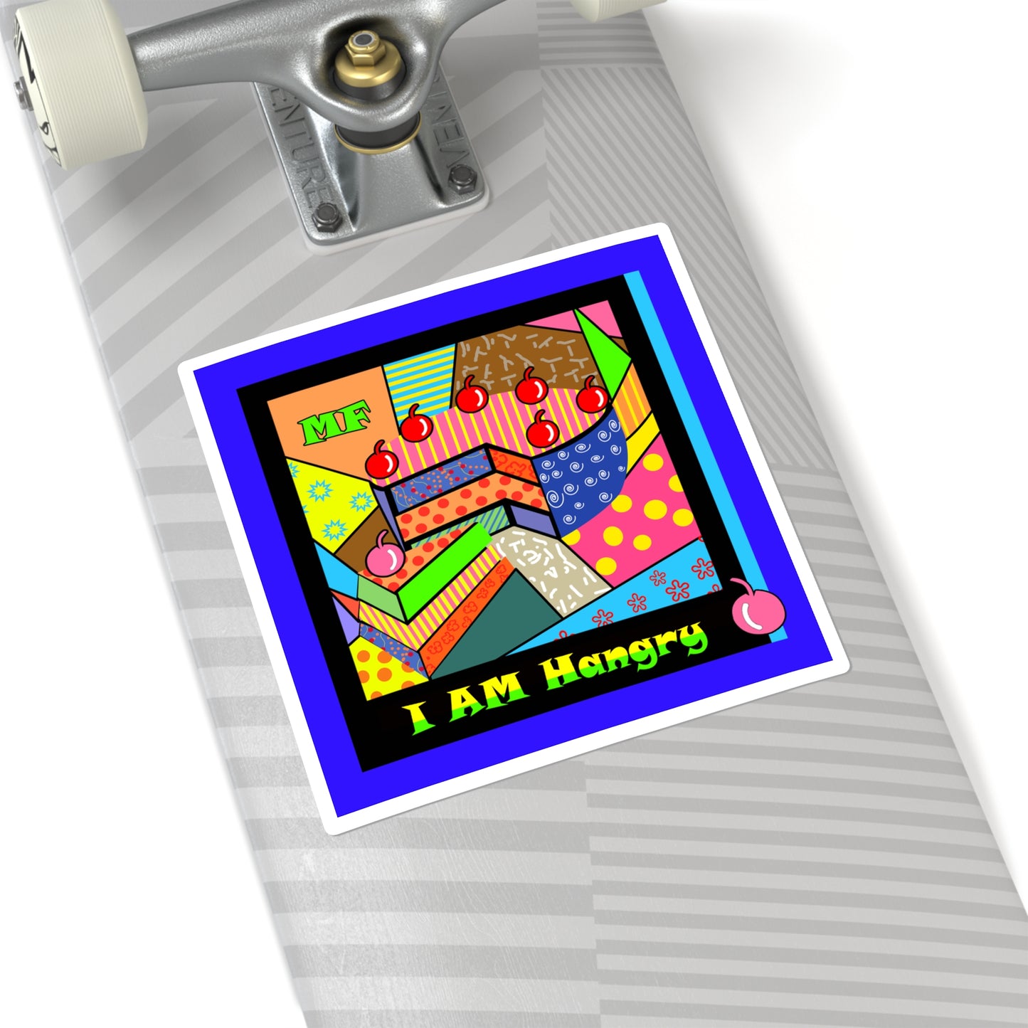 I AM Hangry, Designer Graphic Illustration multicolored Stickers in 4 sizes by artist Marie Frederique