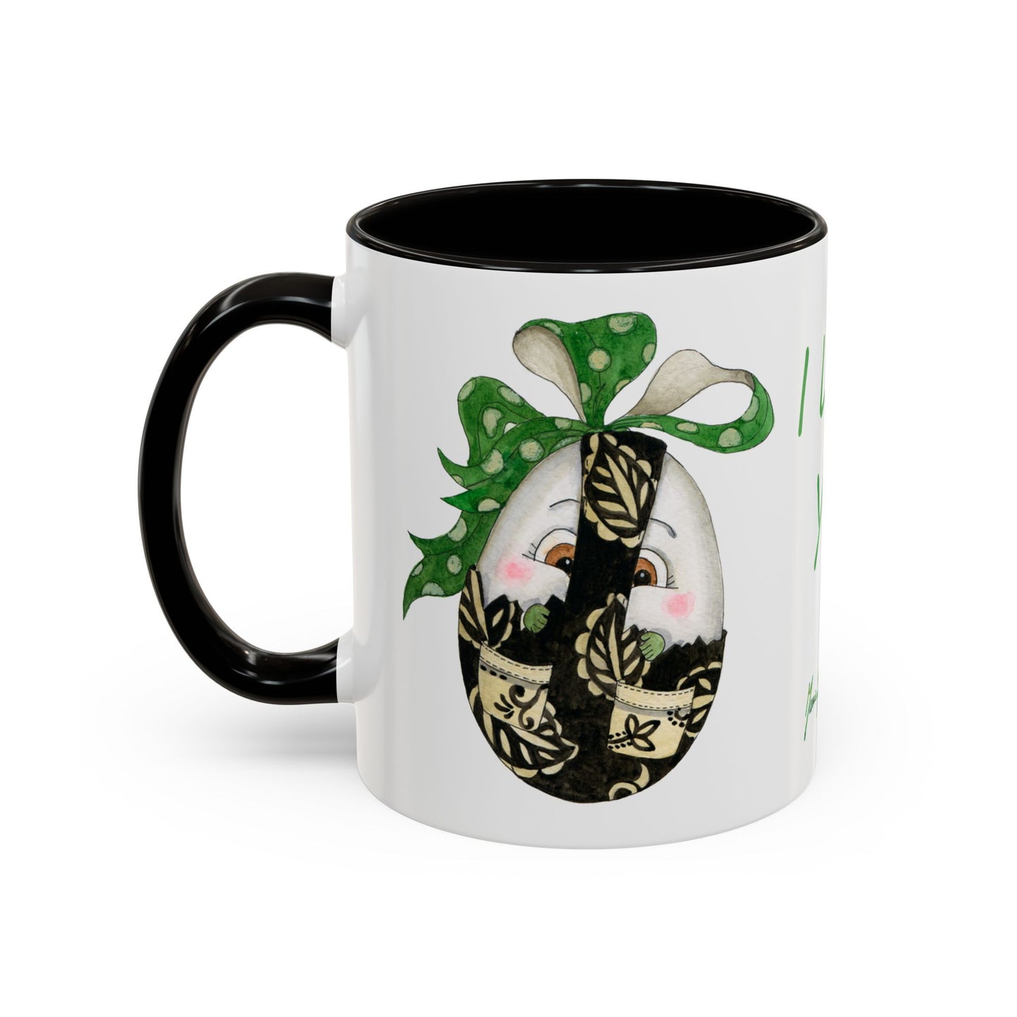 Whimsical Mugs with I Love You Egg Design - Valentine's Day/Easter Gift by artist Marie Frederique