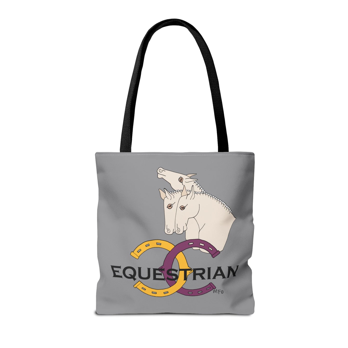 EQUESTRIAN CTS, Grey Tote Bag in 3 sizes and black or beige handles by artist Marie Frederique