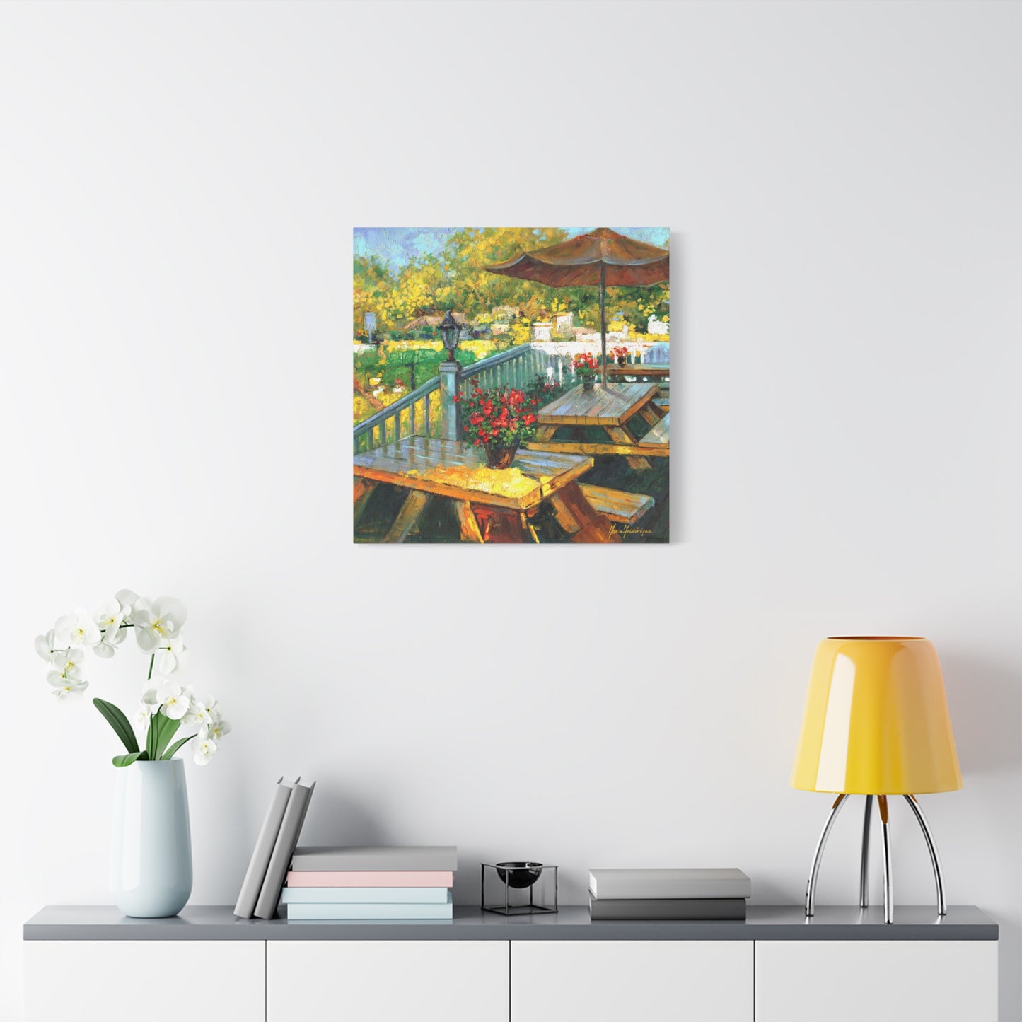Vibrant Patio Canvas Wall Art by artist Marie Frederique