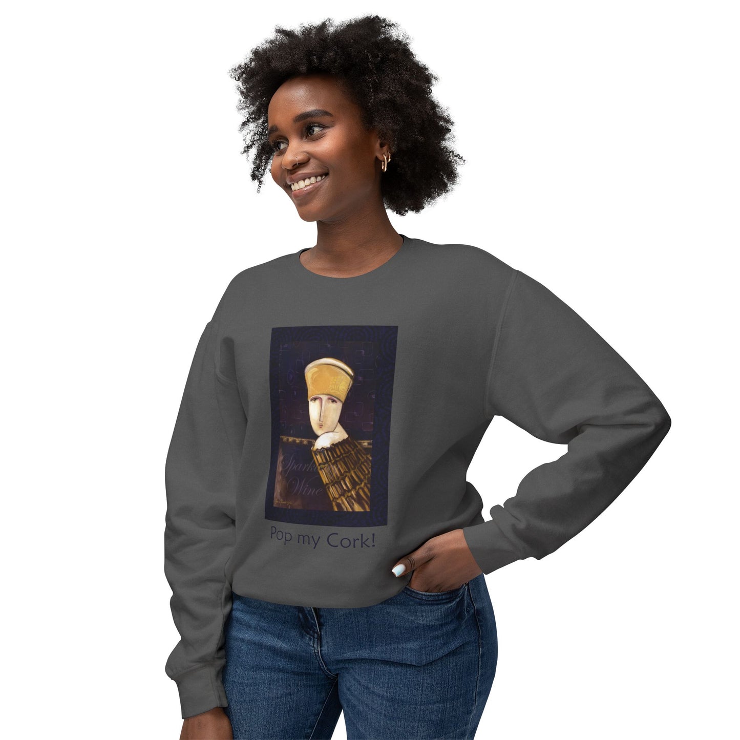 Champagne Bottle Lightweight Sweatshirt - Pop My Cork Celebration Apparel by artist Marie Frederique