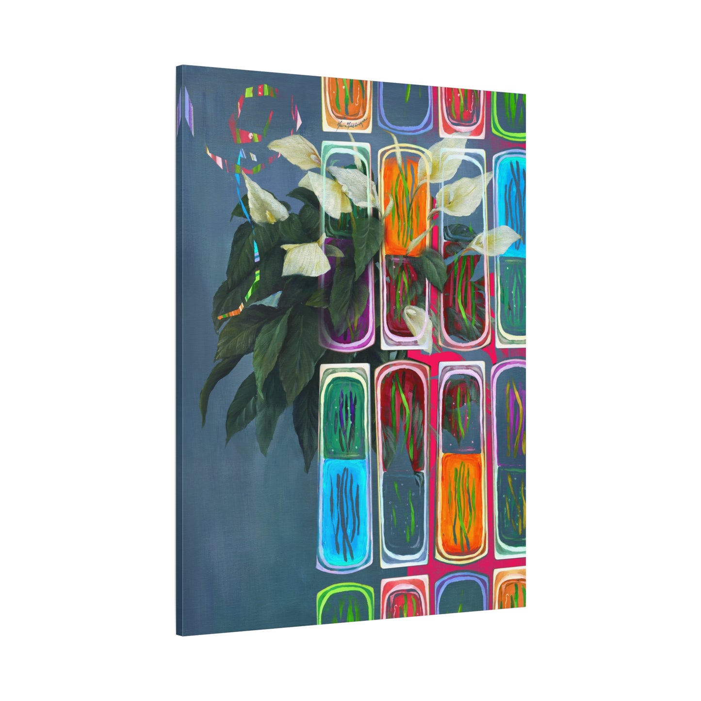 Abstract Lilies, Floral Canvas by artist Marie Frederique