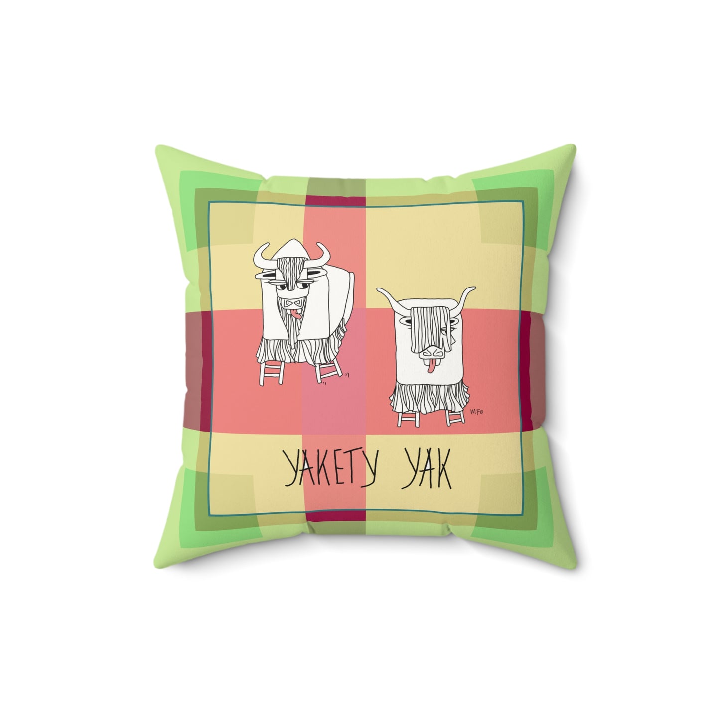 Whimsical Yak Decor Pillow - Faux Suede Square Cushion for Cozy Spaces by artist Marie Frederique