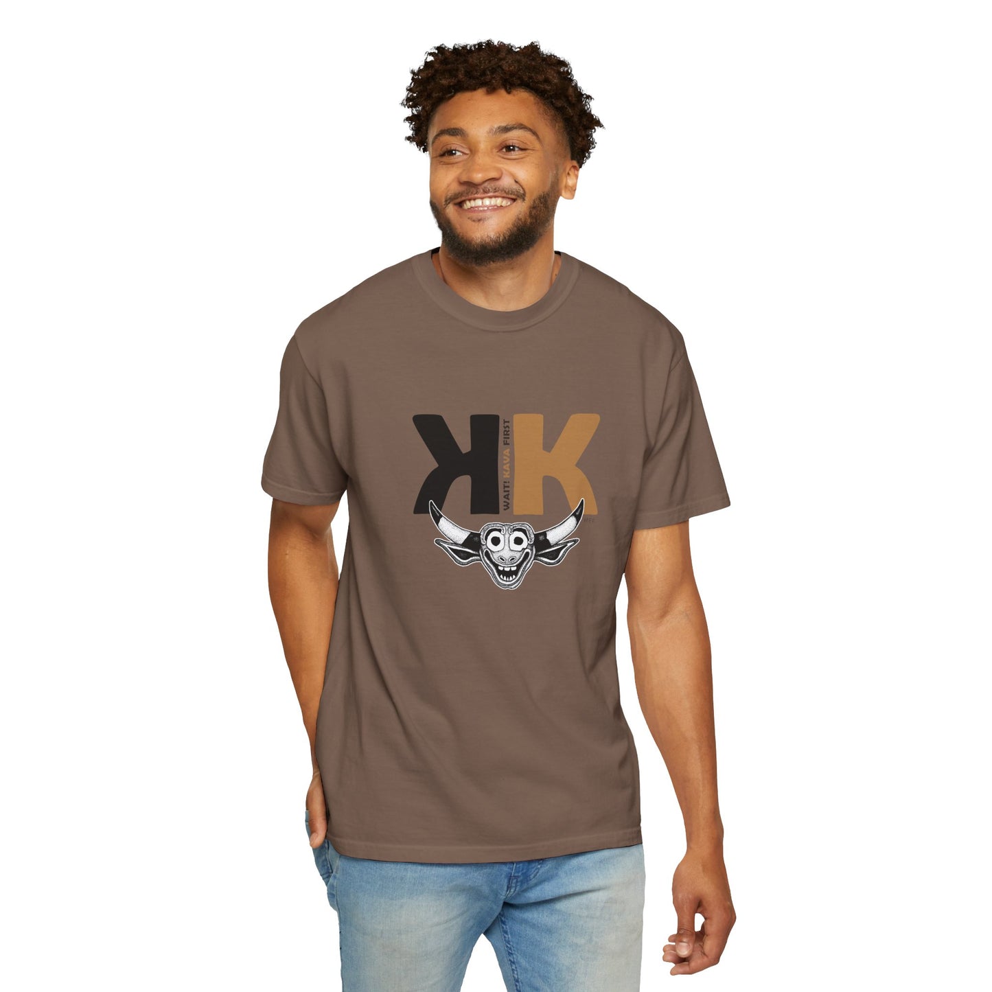 Kava Graphic Unisex T-Shirt with Skull Design by artist Marie Frederique