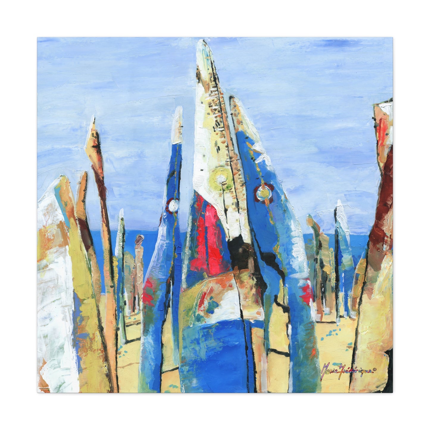 Beach Party 2, Abstract Canvas Wall Art by artist Marie Frederique