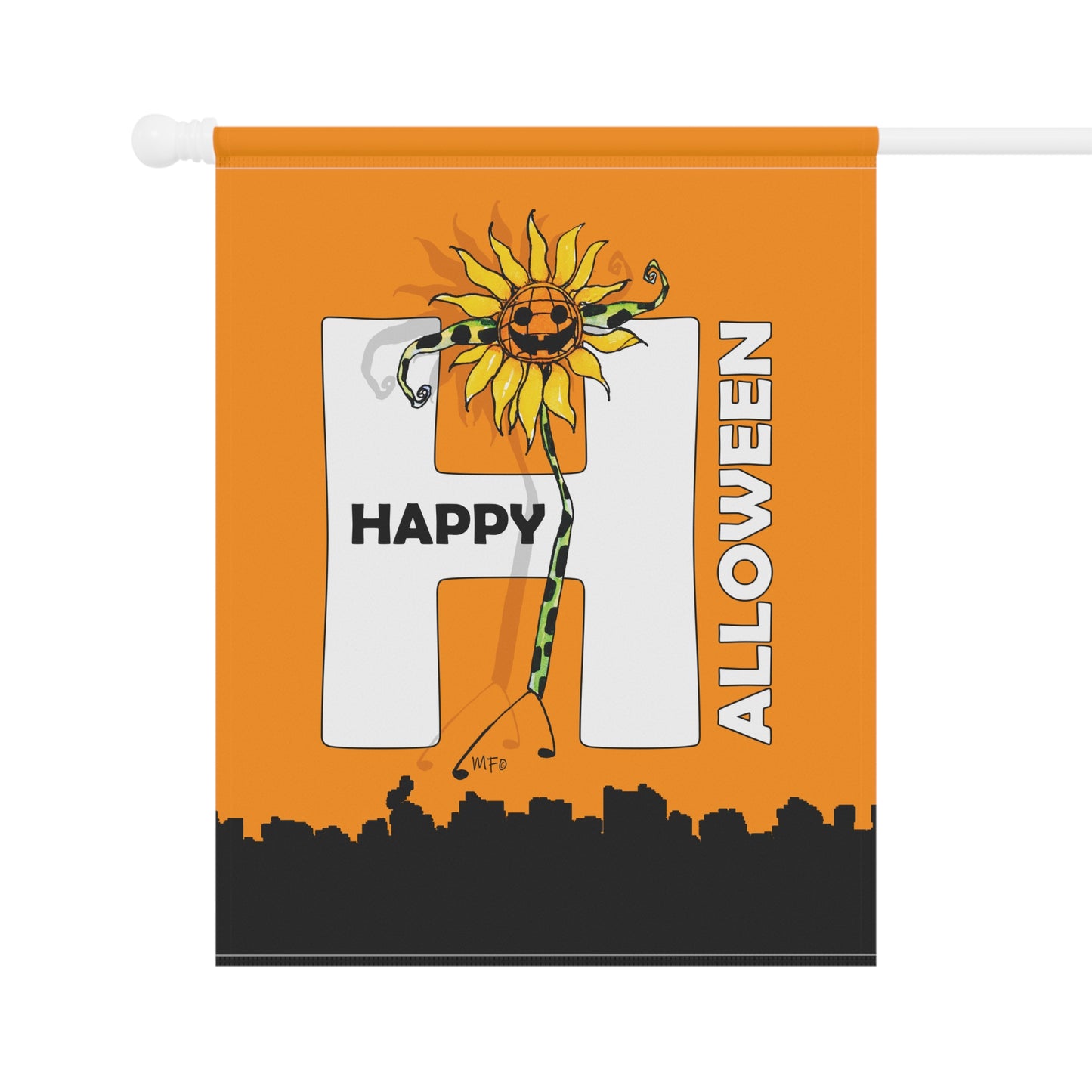 Banner Wall Decor - Hudda Sunflower Pumpkin Halloween Design by artist Marie Frederique