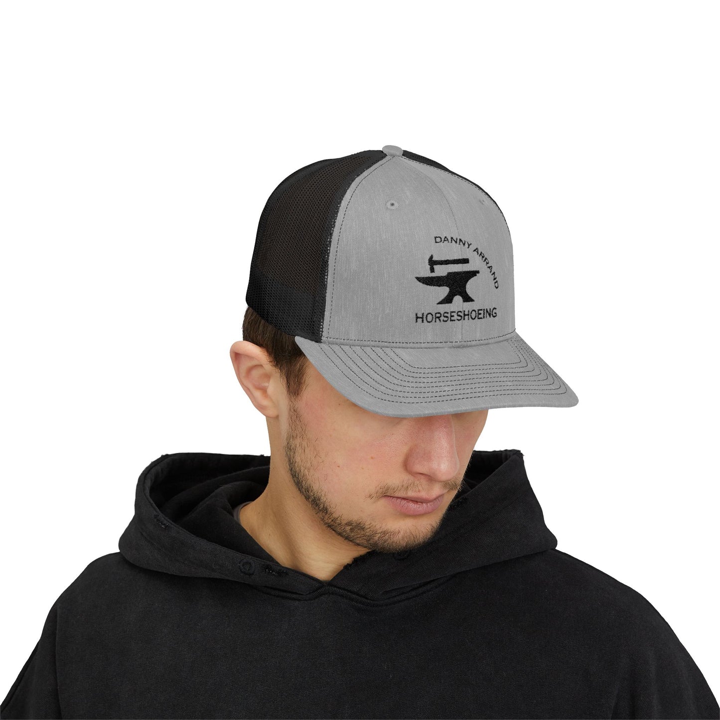Danny Arrand Horseshoeing embroidered in black - Snapback Trucker Cap