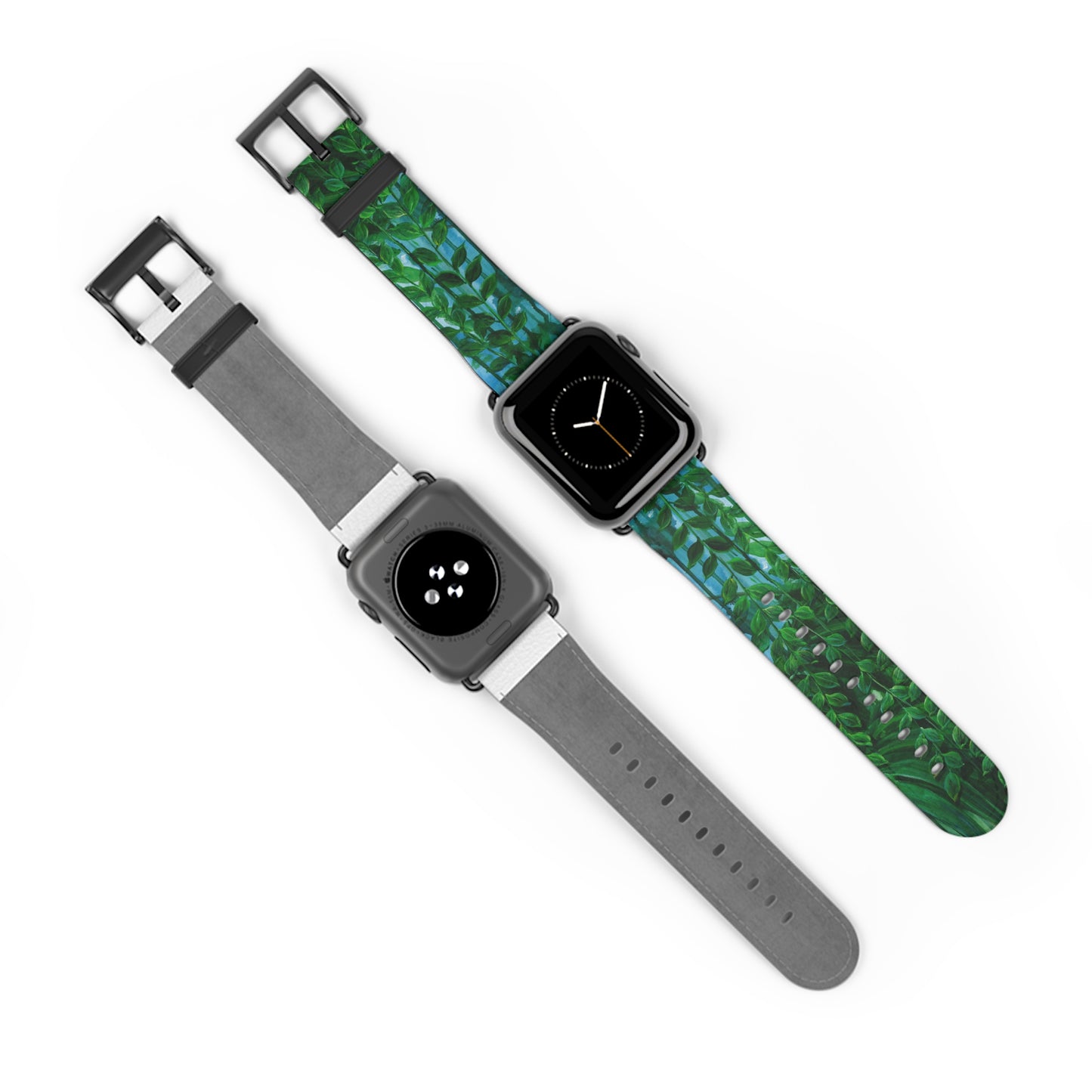 Blue Planet Series, Jungle leaves faux leather Watch Band by artist Marie Frederique
