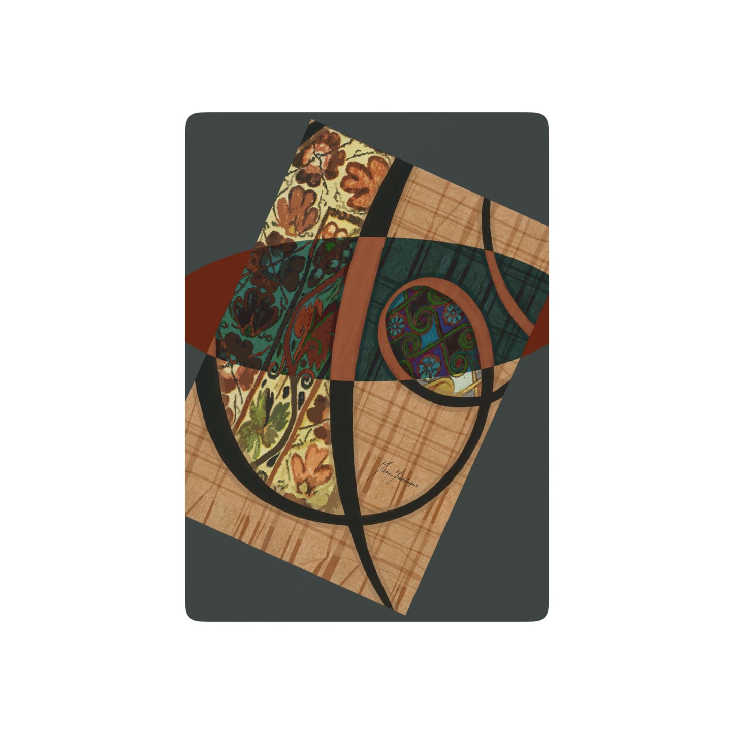 Smokey Spirals, Calligraphic Poker/Bridge Playing Cards Set - Perfect for Game Night & Collectors by artist Marie Frederique
