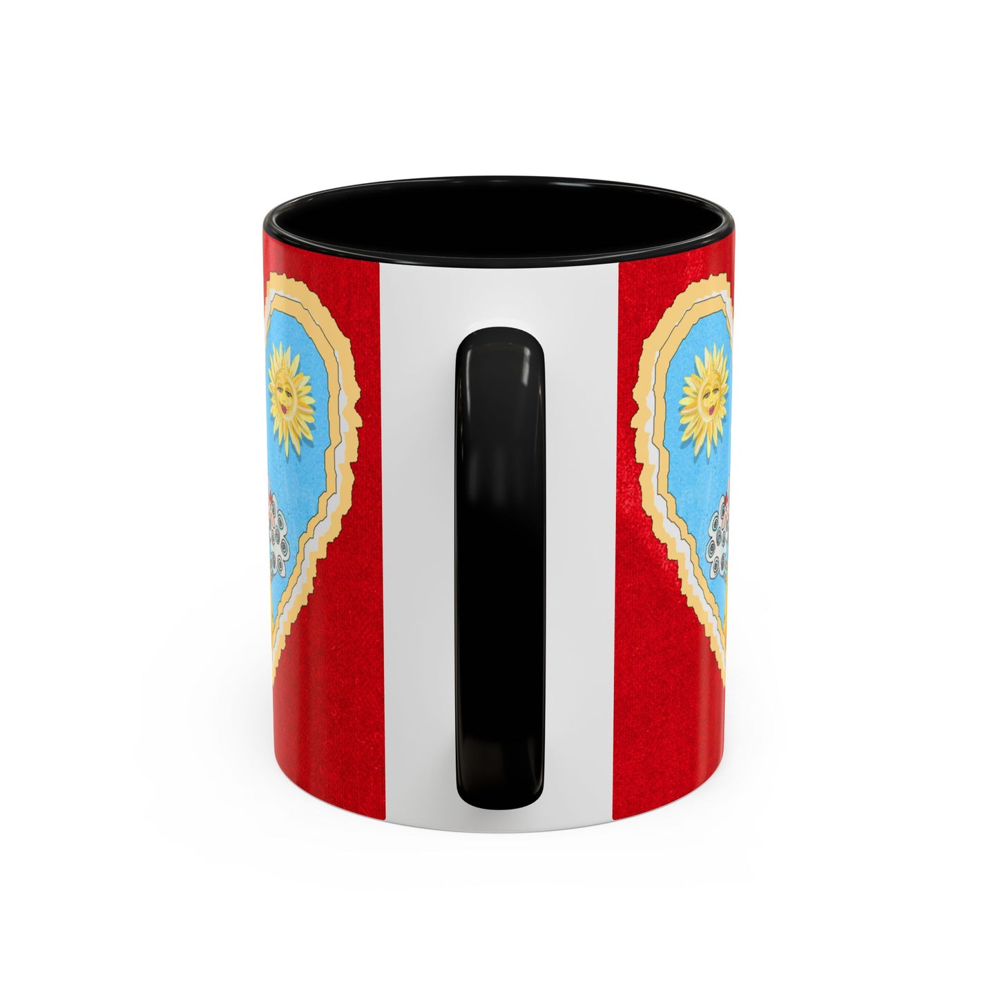 Valentine Sheep, Love is in the air with flying pig - Accent Coffee Mug (11, 15oz) by artist Marie Frederique