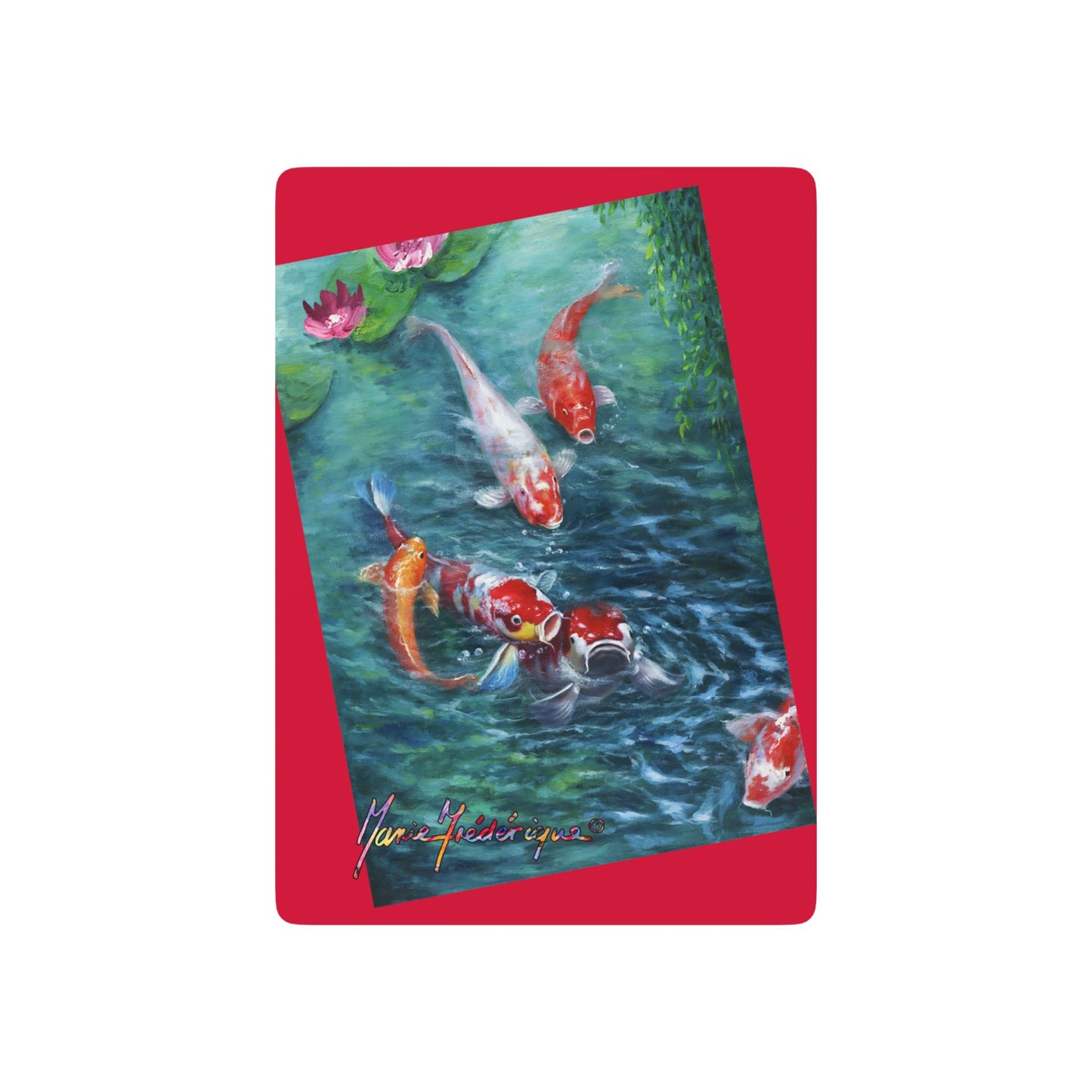 Artistic Bridge/Poker Playing Cards Set - Unique Red Koi Design & Elegant Ace of Spades by artist Marie Frederique
