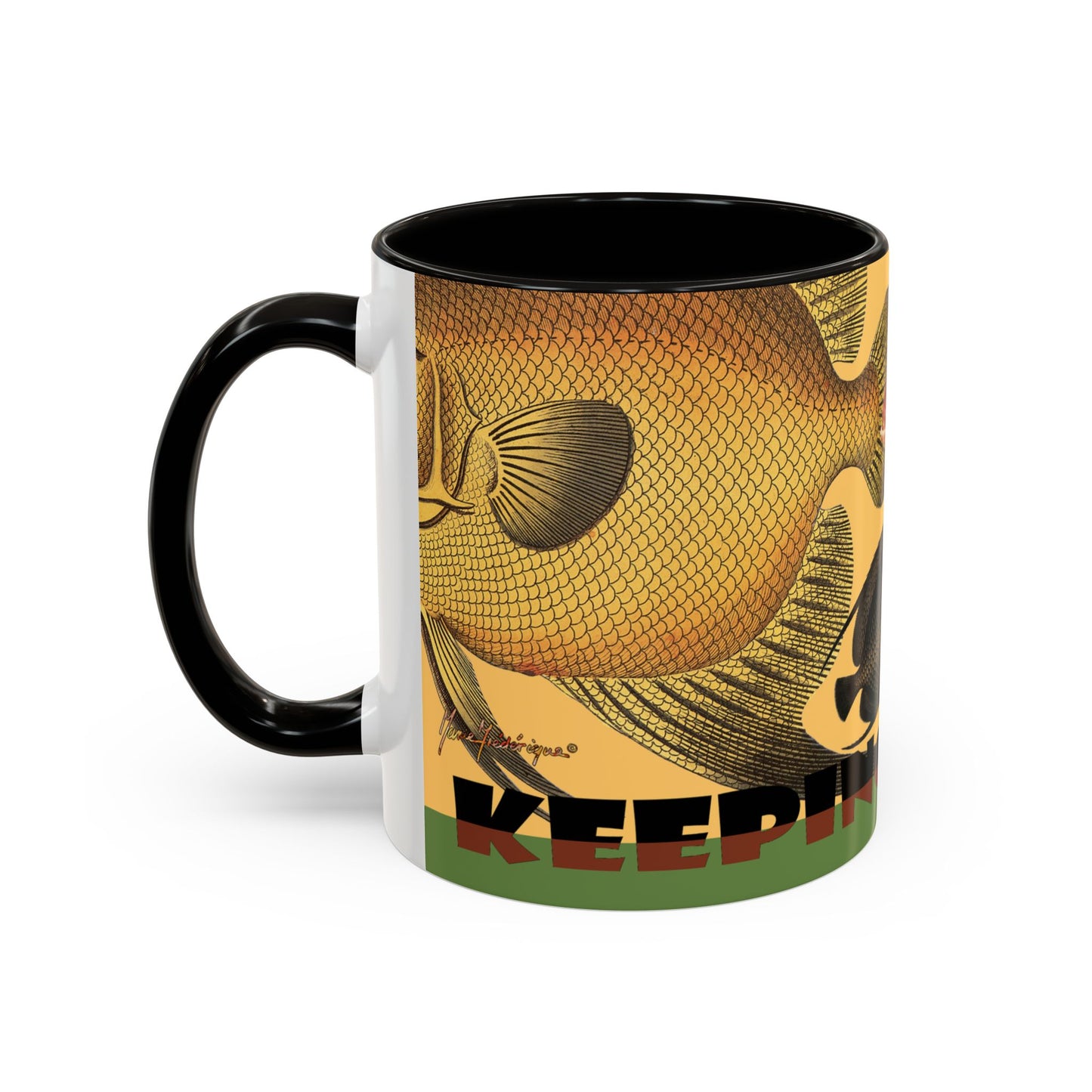 Keeping it Reel, Fish-Themed Mug by artist Marie Frederique