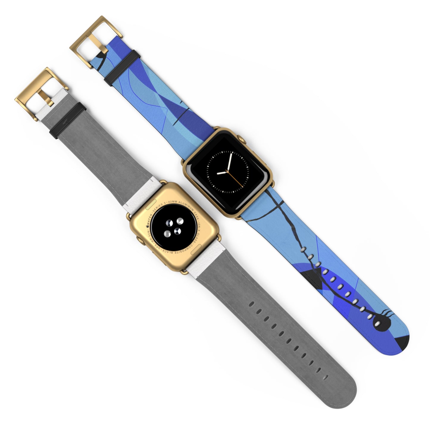 Abstract Series, Fun warm Blue tone faux leather Watch Band by artist Marie Frederique
