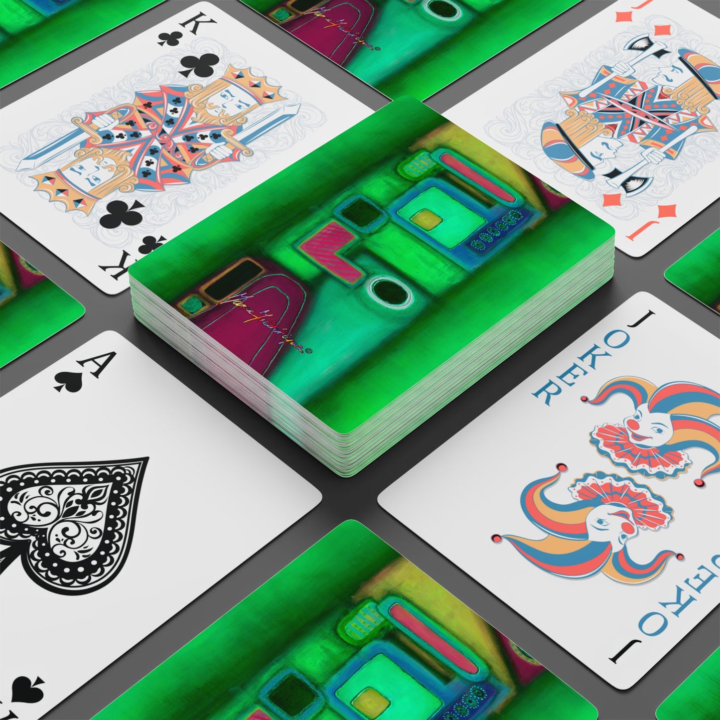 Abstract Train 3, Artistic Poker Playing Cards Set - Unique Designs for Game Night by artist Marie Frederique