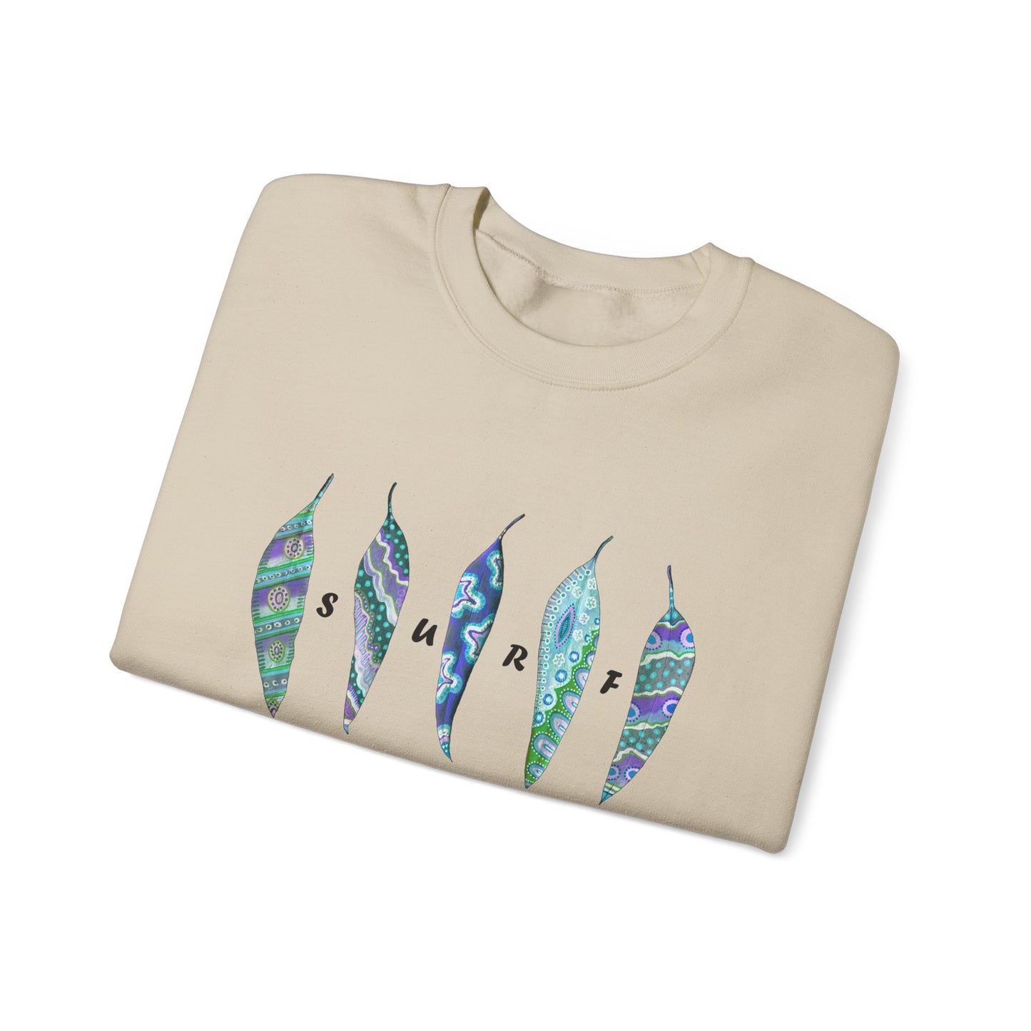 SURF painted leaves - Unisex Heavy Blend™ Crewneck Sweatshirt by artist Marie Frederique