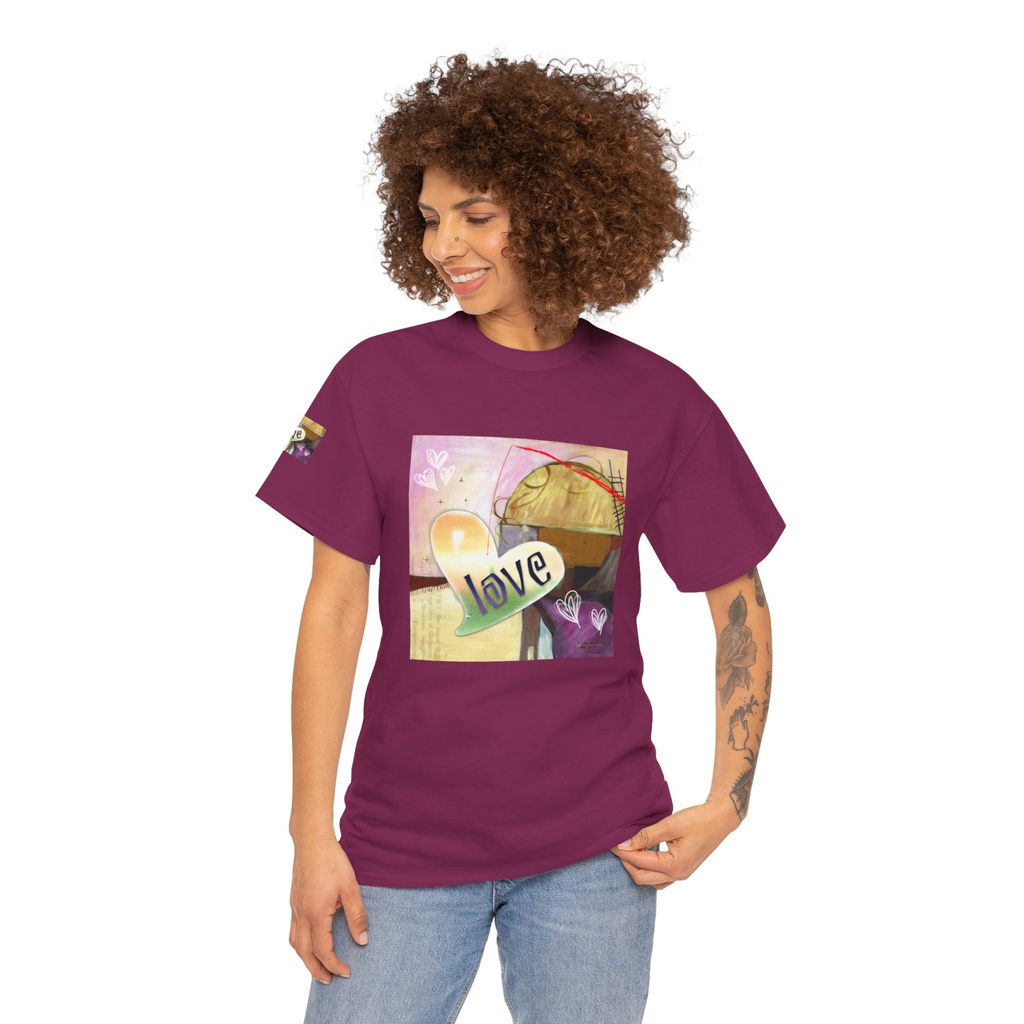 Valentine Love Heart Abstract, Unisex Heavy Cotton Tee by artist Marie Frederique