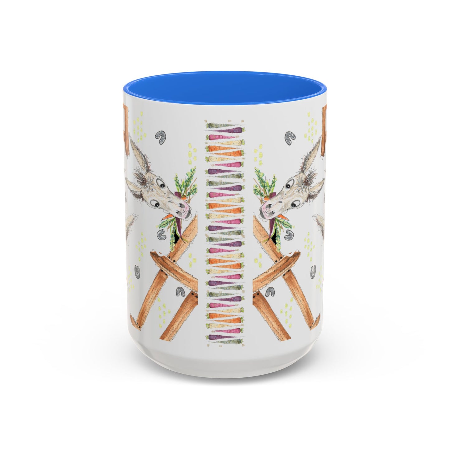Rainbow Carrots and Donkeys - Colorful Mug by Artist Marie Frederique