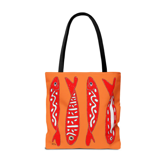 Fish Pattern, colorful Tote Bag by artist Marie Frederique