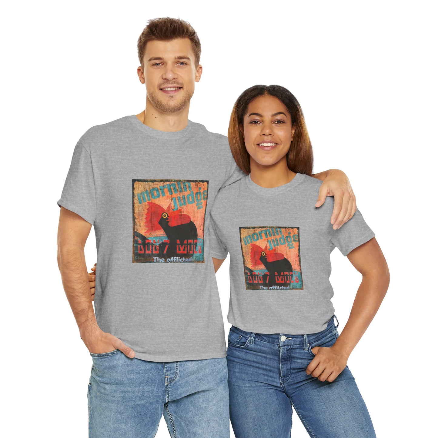 Retro Cockerel Good morning, Graphic Unisex Tee - by artist Marie Frederique