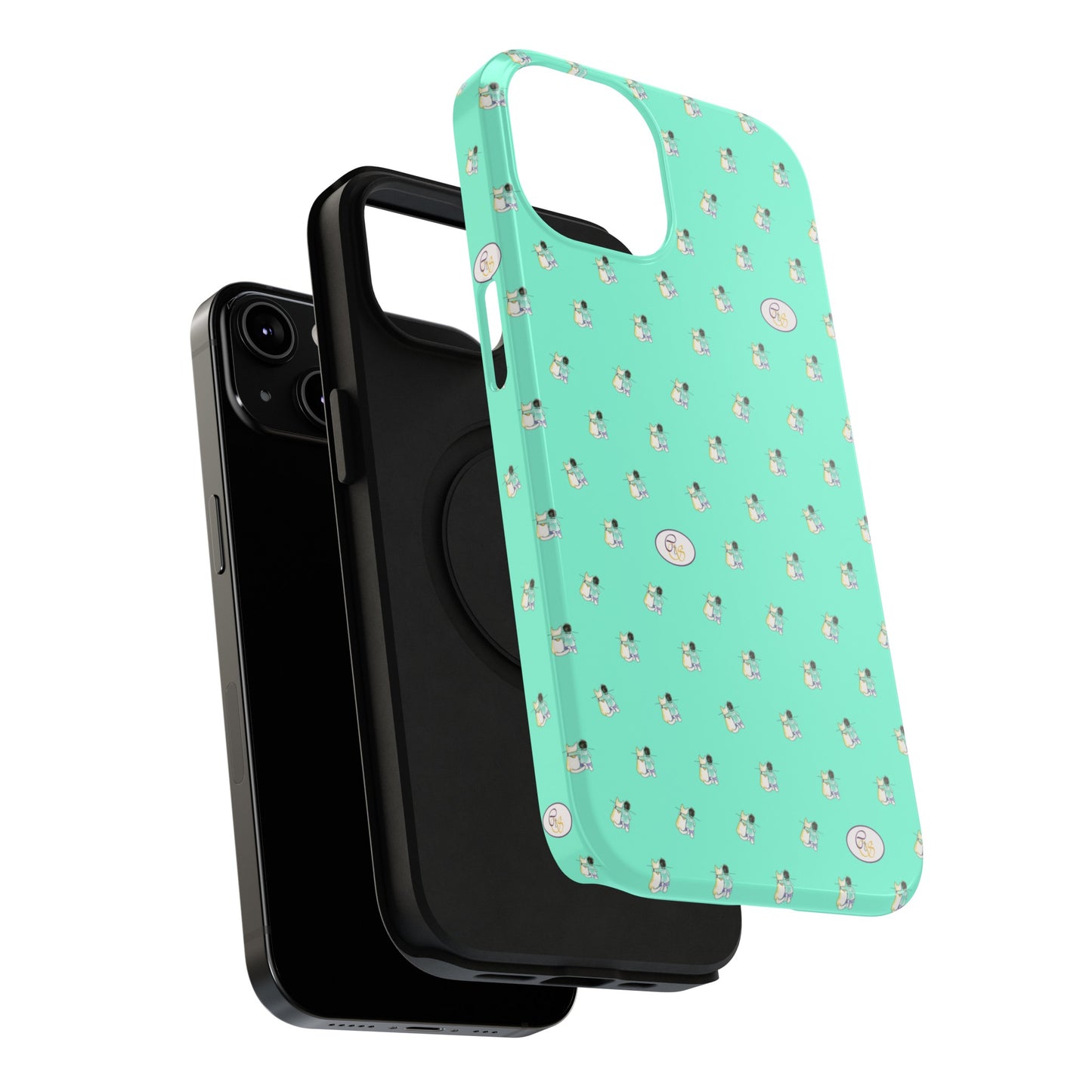 CTS Aqua - repeat pattern boy and dog, Impact-Resistant Phone Cases by artist Marie Frederique