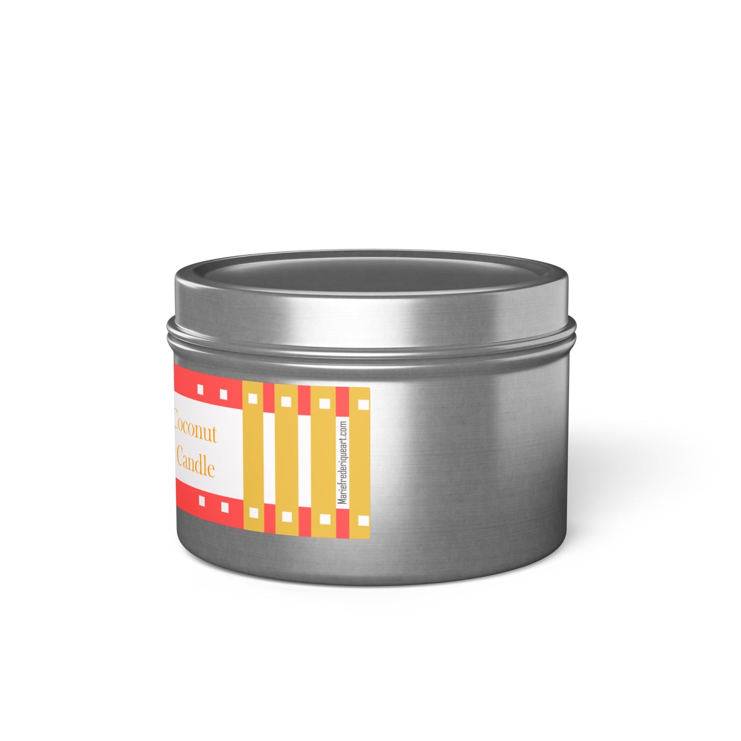 CTS #3 Candle Collection, "Mango Coconut" Scented Coconut Soy Wax Candle in a metal tin. 4 oz or 8 oz, 3 tin colors silver, black or gold