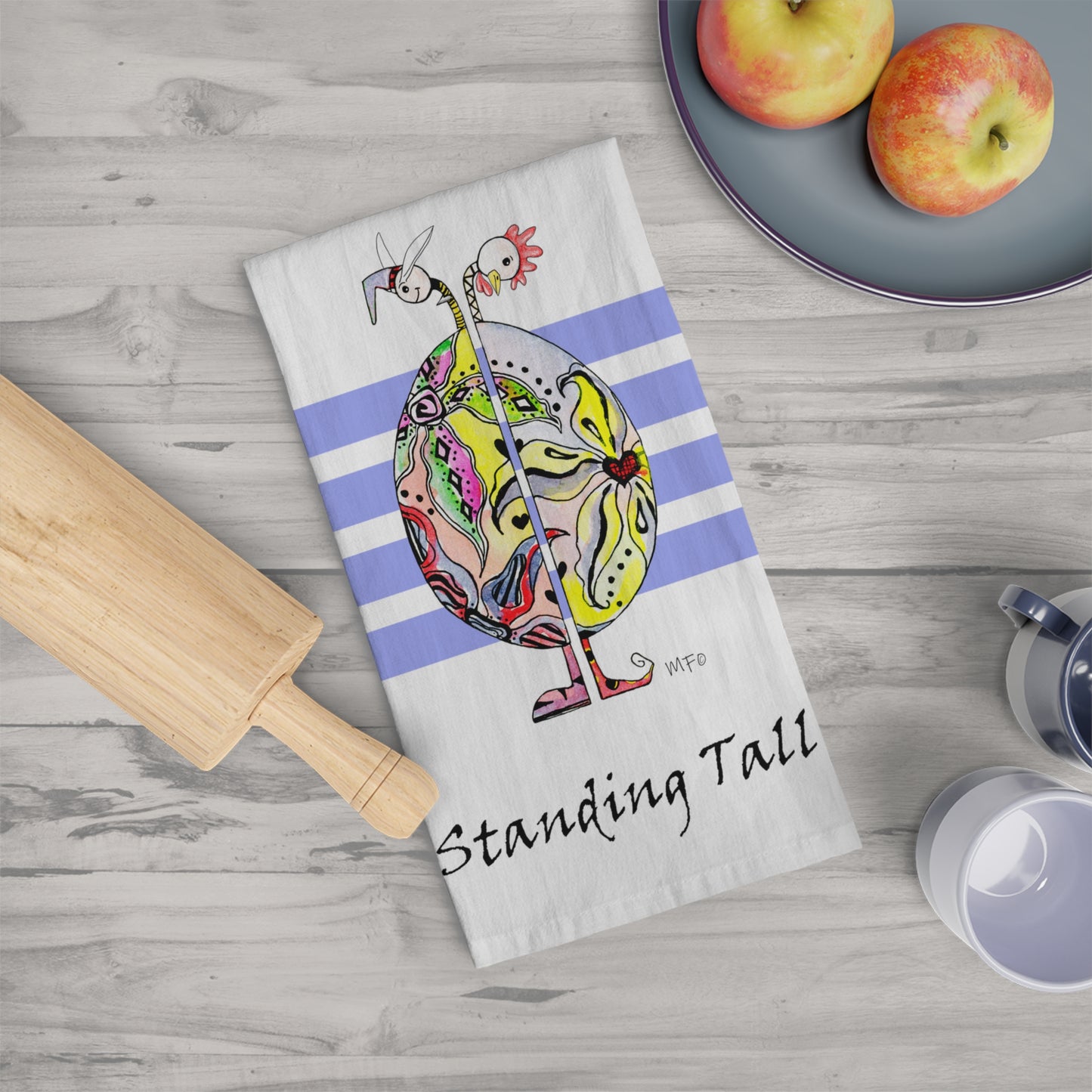 Inspirational "Standing Tall" Tea Towel - Vibrant Design for Kitchen Decor by artist Marie Frederique