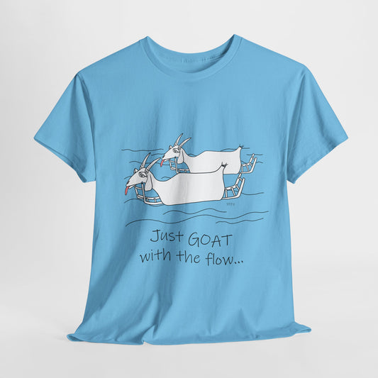 Just GOAT with the Flow - Unisex Heavy Cotton Tee by artist Marie Frederique