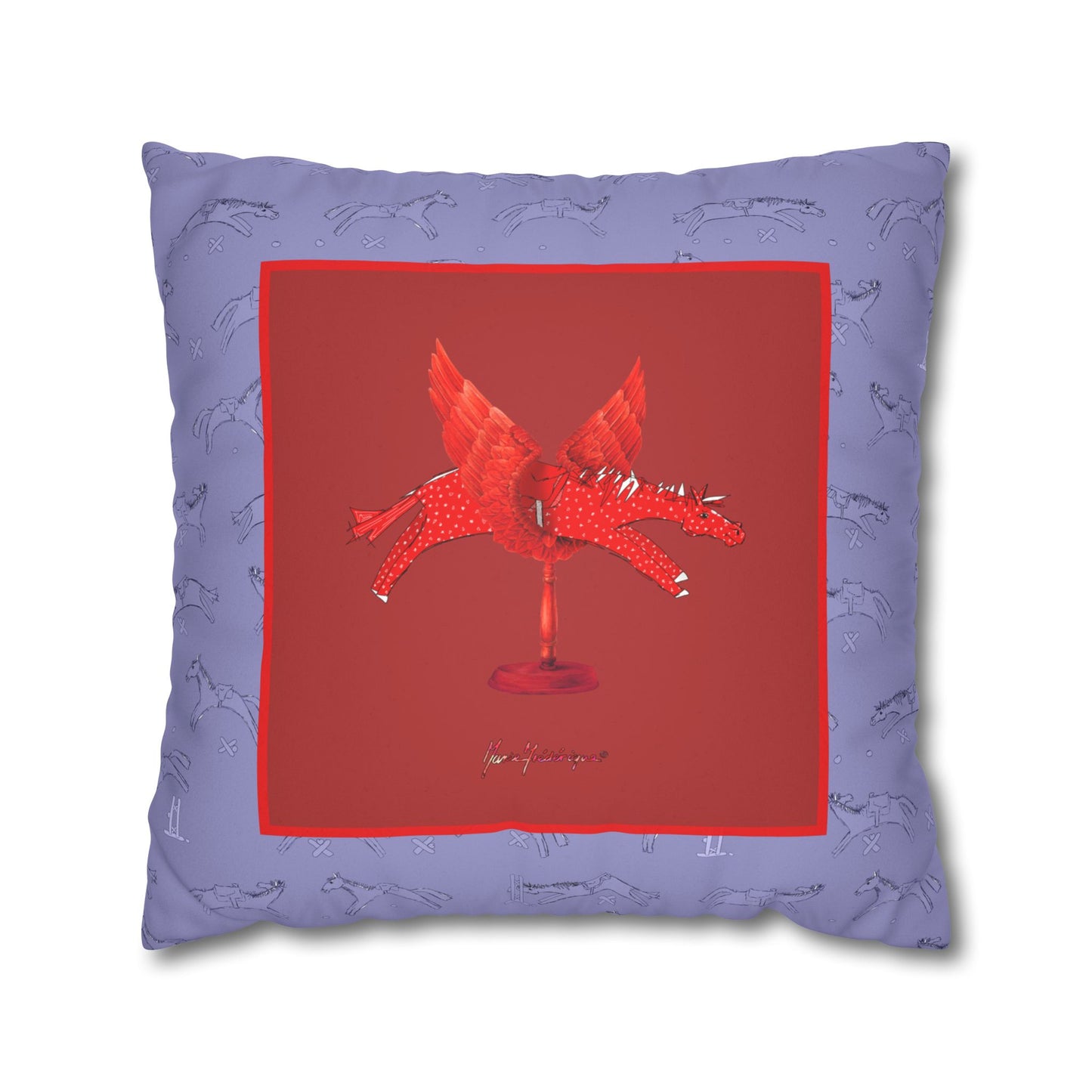 Chestnut horse Faux Suede Pillowcase — Whimsical Animal Decorative Cushion Cover by artist Marie Frederique