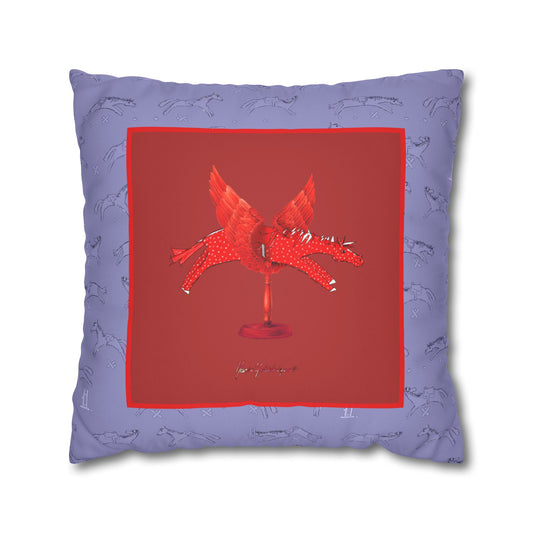 Chestnut horse Faux Suede Pillowcase — Whimsical Animal Decorative Cushion Cover by artist Marie Frederique