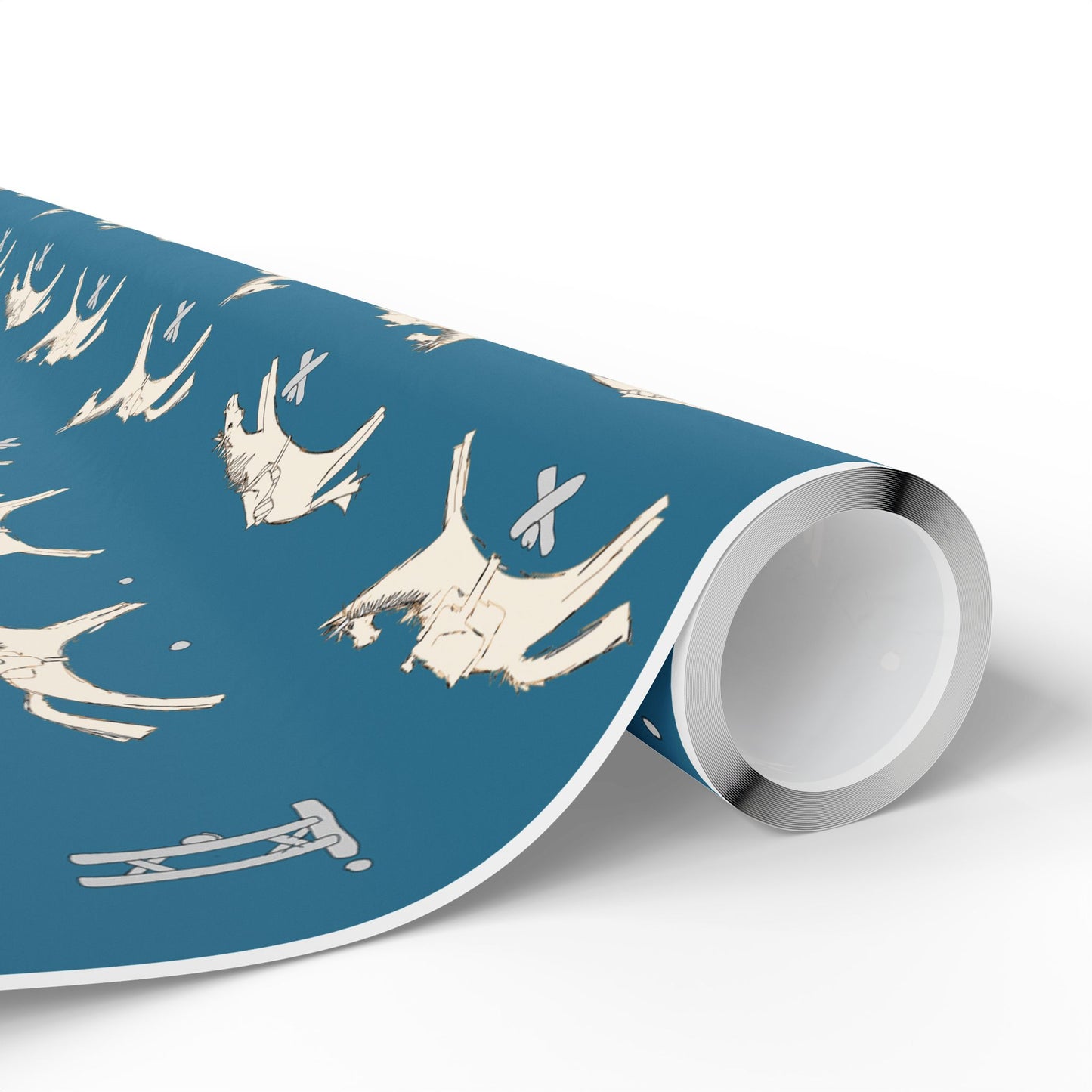 Horse jumping Blue Wrapping Paper Roll – Equestrian Gift Wrap by artist Marie Frederique