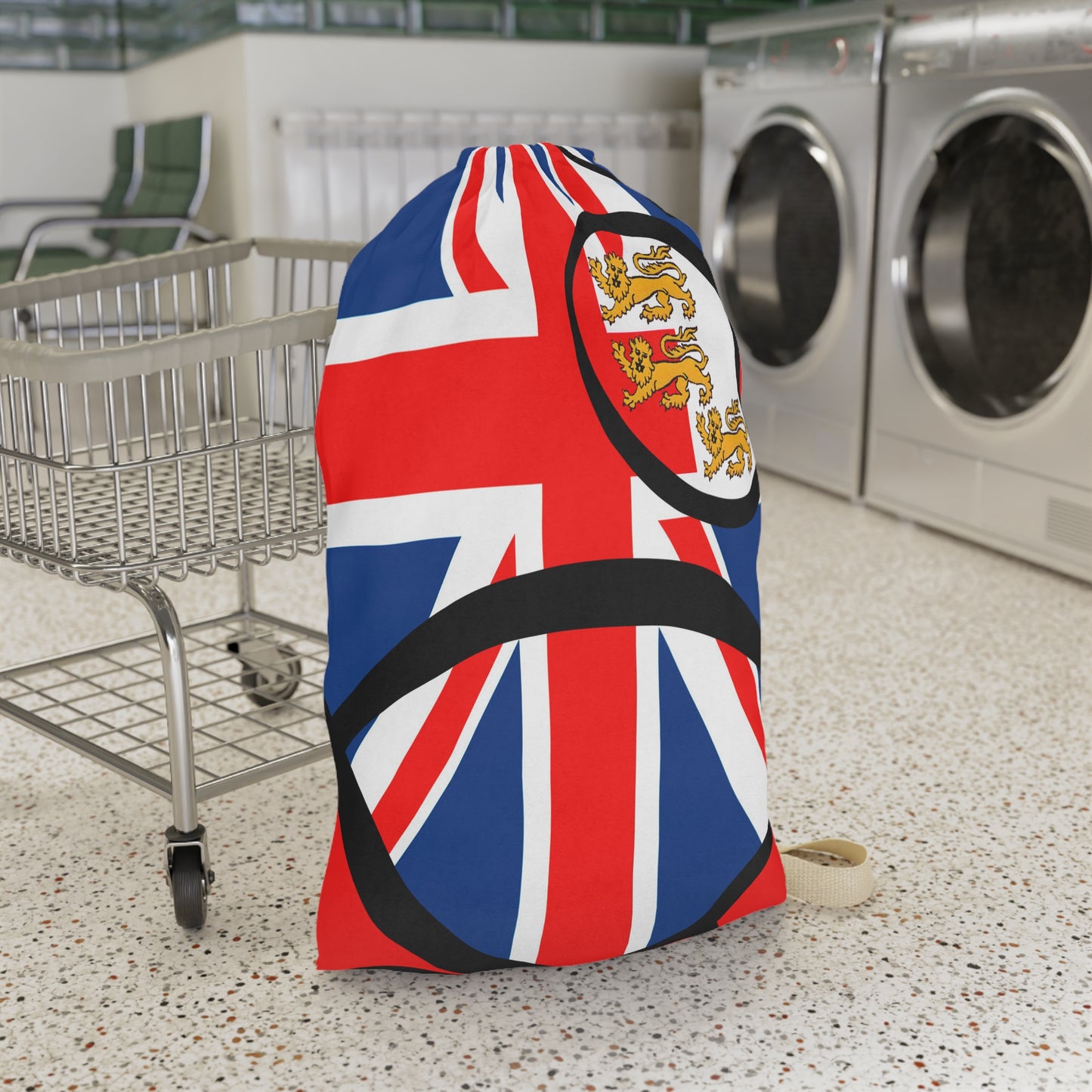 Union Jack Laundry Bag with 3 Lions - by artist Marie Frederique
