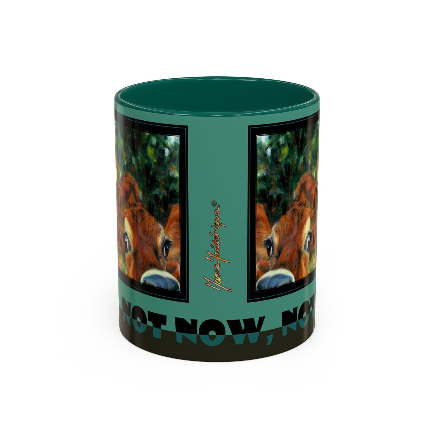 Funny Cow "NOPE, NOT NOW, NOT EVER" Mug Udderly Delicious Coffee Cup for Moochachos by artist Marie Frederique