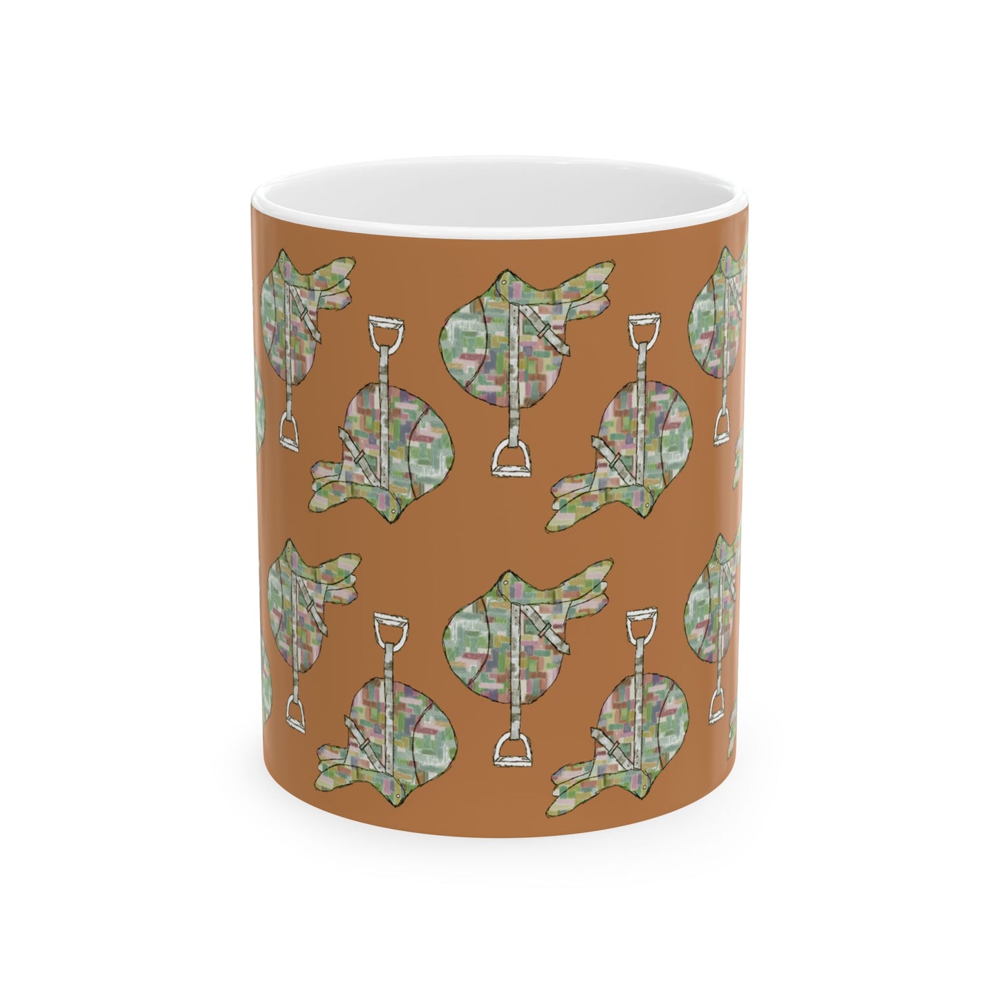 Equestrian Saddle pattern Ceramic Mug (11oz/15oz) by artist Marie Frederique
