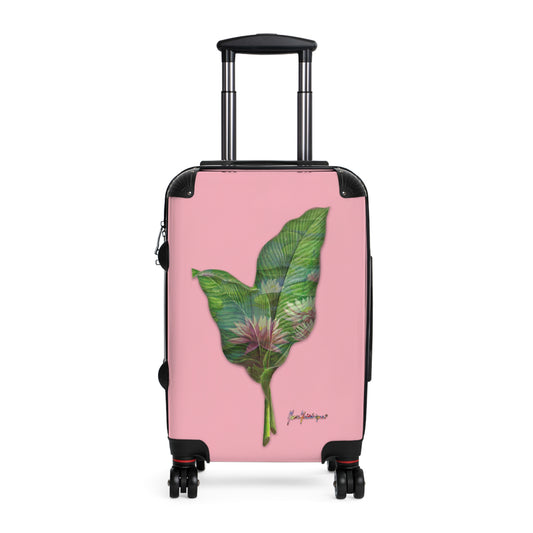 Pink Lotus flower Suitcase in Pink size small By Artist Marie Frederique