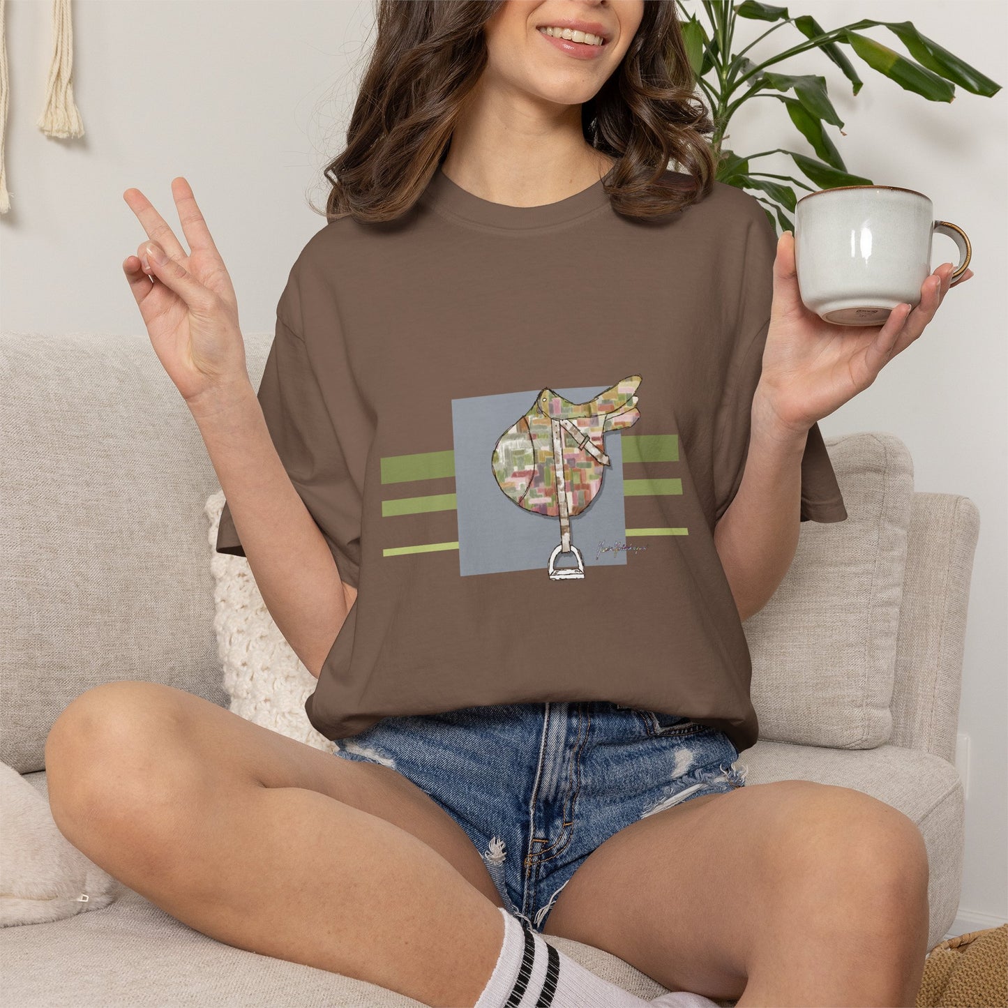 Equestrian Saddle patchwork T-Shirt by artist Marie Frederique