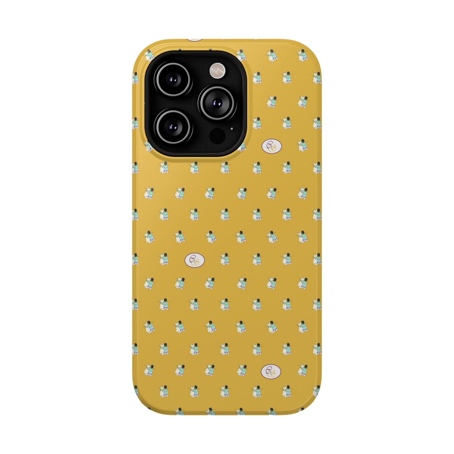 CTS Gold - repeat pattern boy and dog, Impact-Resistant Phone Cases by artist Marie Frederique