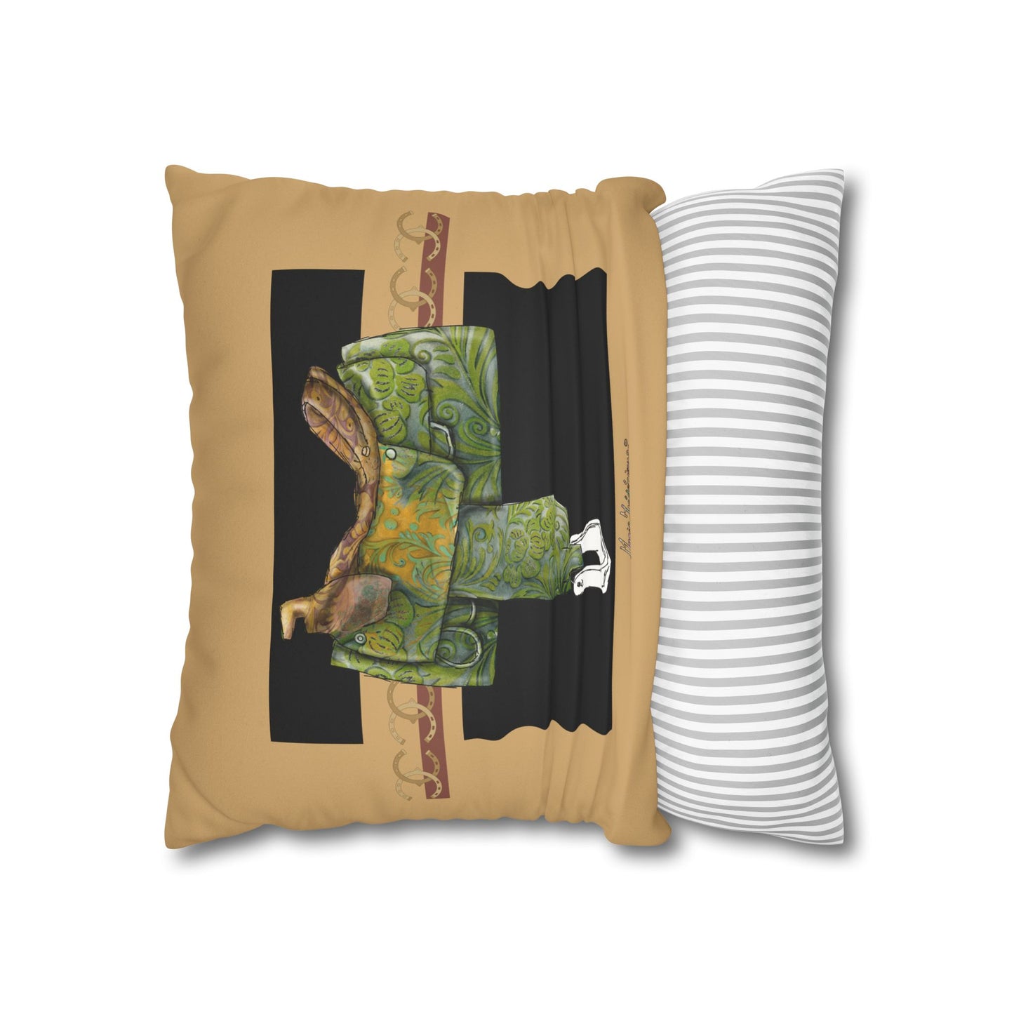 Cowboy Saddle Faux Suede Pillowcase — Western Decor Accent by artist Marie Frederique