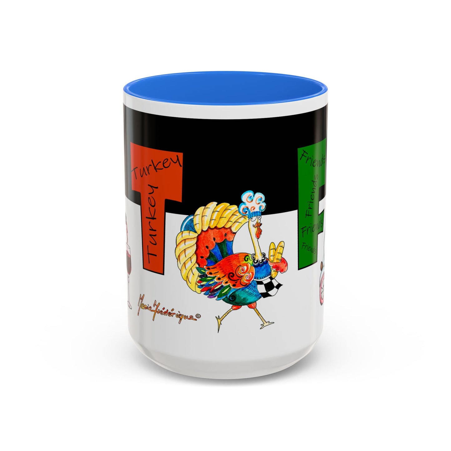 Colorful WTF Holiday Mugs by artist Marie Frederique