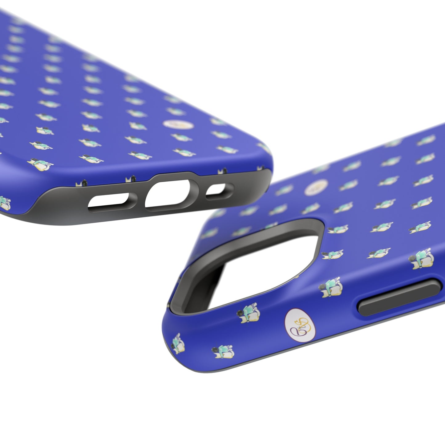 CTS Blue - repeat pattern boy and dog, Impact-Resistant Phone Cases by artist Marie Frederique