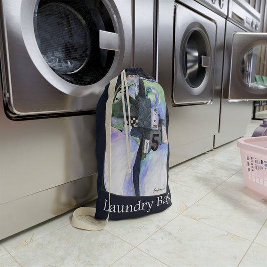 Abstract Art Canvas Laundry Bag — Drawstring Laundry Sack by artist Marie Frederique
