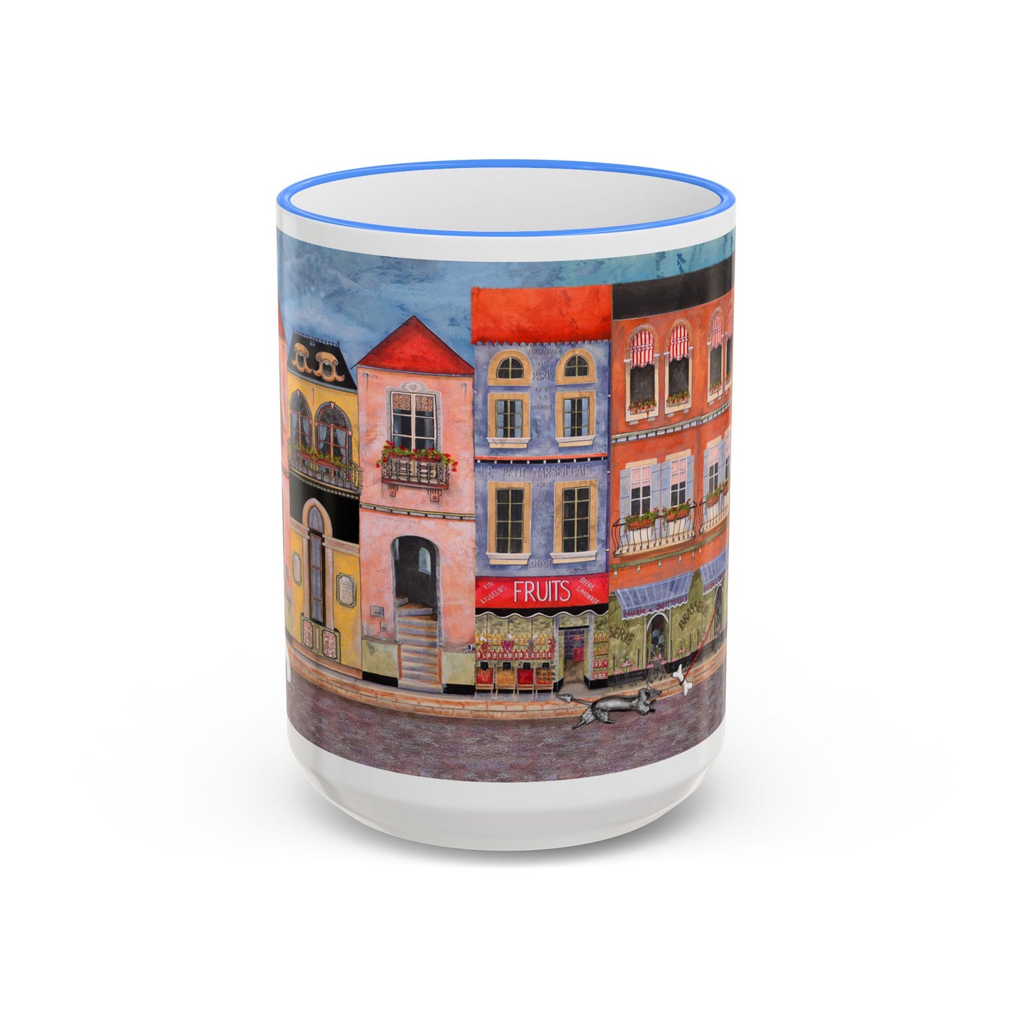 Chefetteville, Street Café Mug (11oz/15oz) - European Village Art by artist Marie Frederique