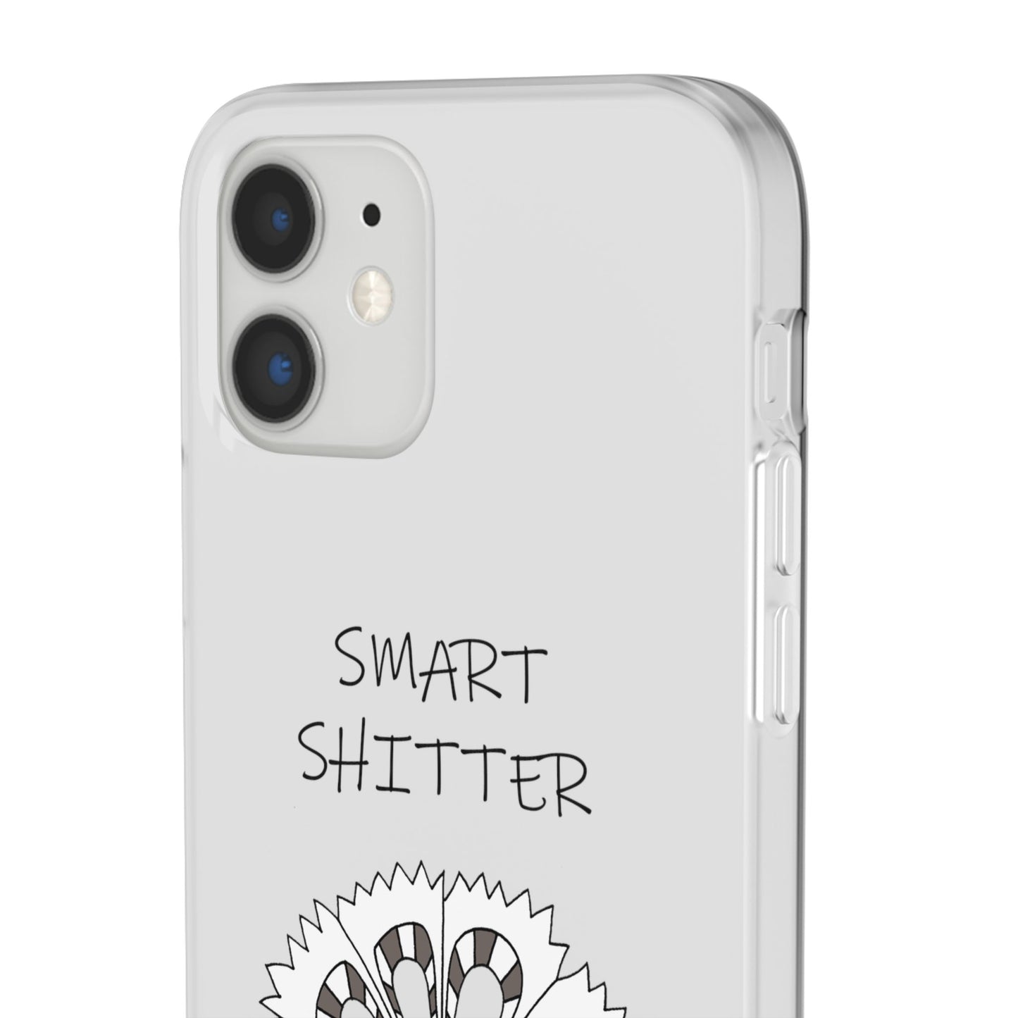 SMART SHITTER, with a Mandala Flower in black and white, Adult Humor phone case - Flexi Cases by artist Marie Frederique