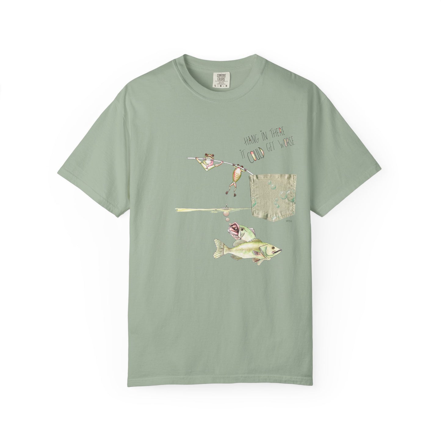 Fishing Graphic T-Shirt — Bass & Fisherman Illustration Tee by artist Marie Frederique