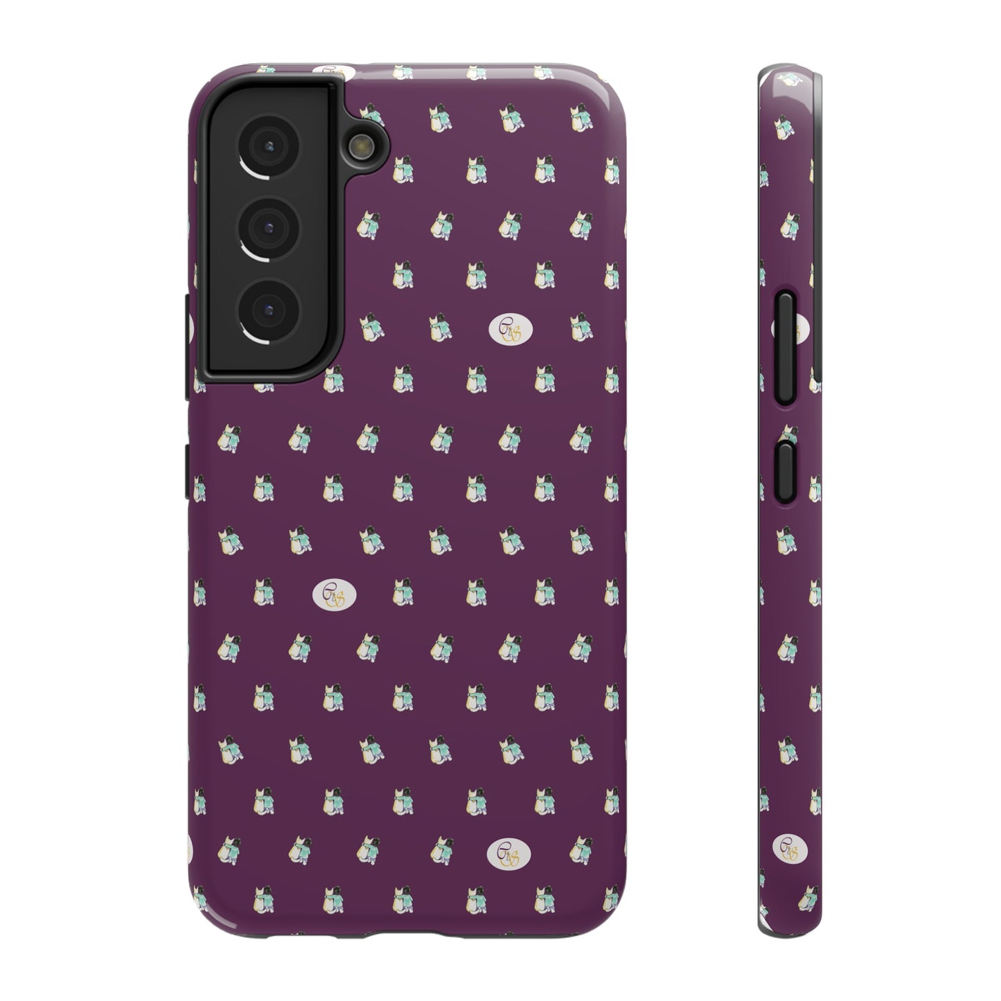 CTS Purple - repeat pattern boy and dog, Impact-Resistant Phone Cases by artist Marie Frederique