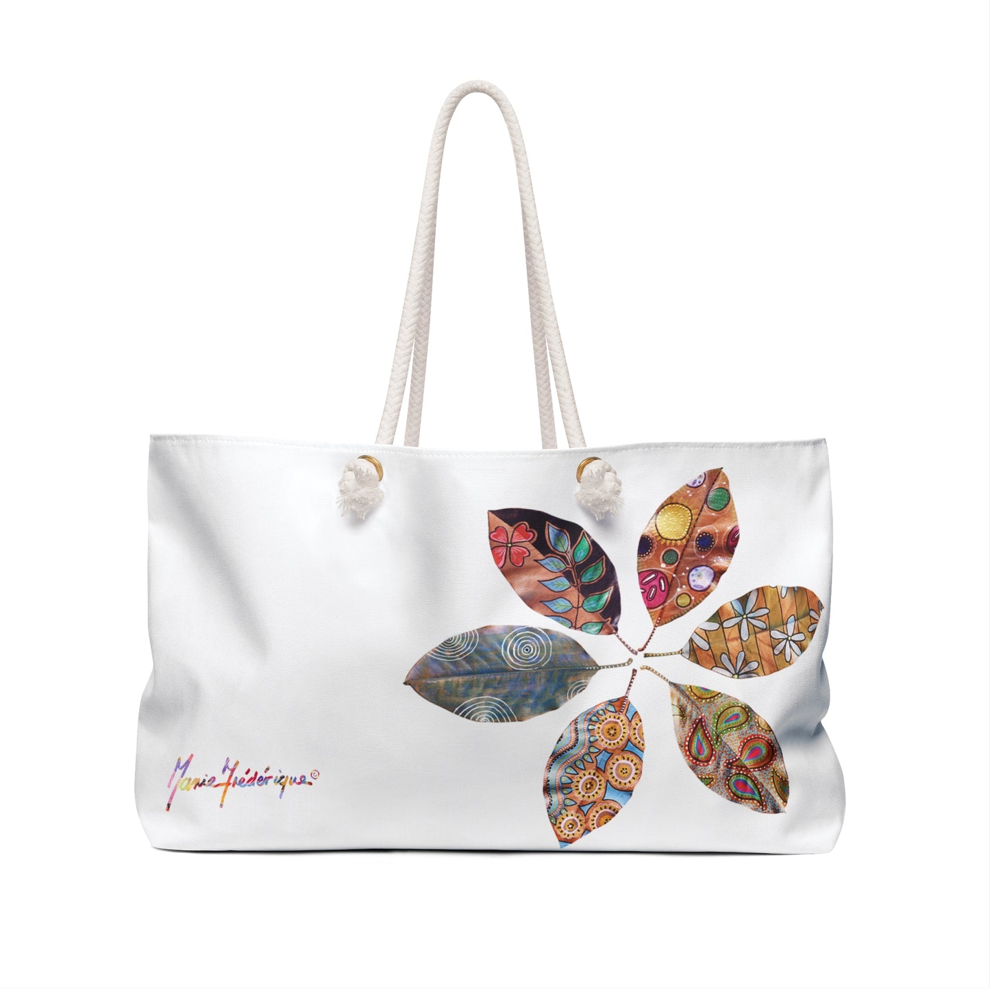 Leaves painted in a wheel, Weekender Bag by Artist Marie Frederique